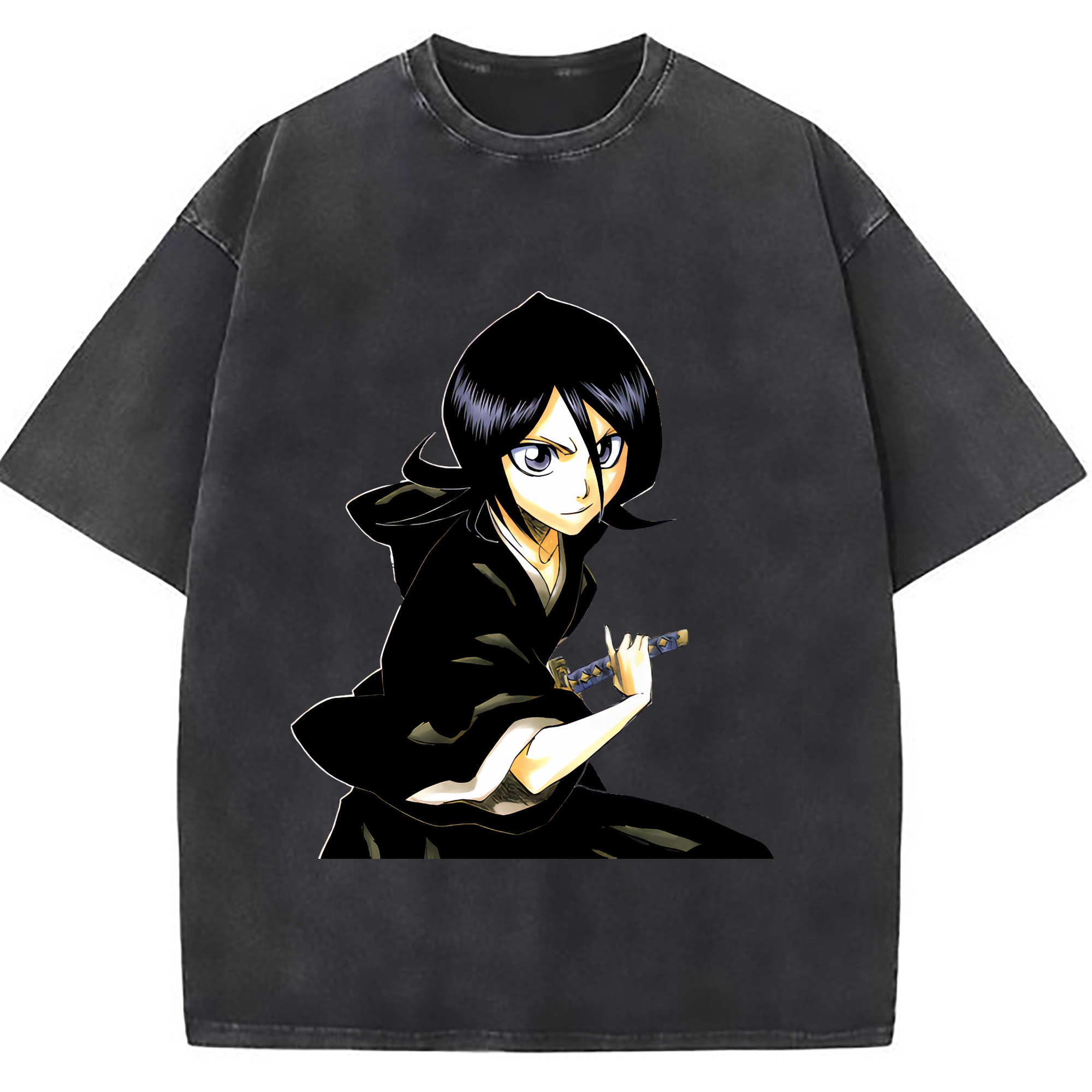 （画像用） ブリーチ 朽木ルキア BLEACH Kuchiki Rukia 綿100% ヴィンテージ風 半袖Tシャツ（フロントプリント）