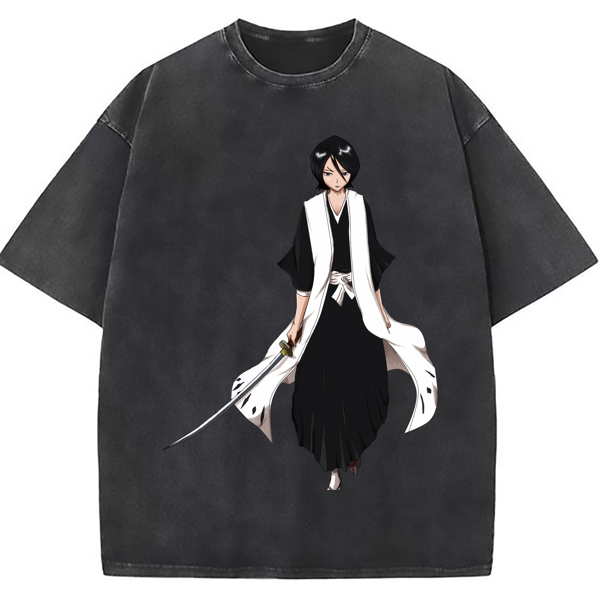（画像用） ブリーチ 朽木ルキア BLEACH Kuchiki Rukia 綿100% ヴィンテージ風 半袖Tシャツ（フロントプリント）