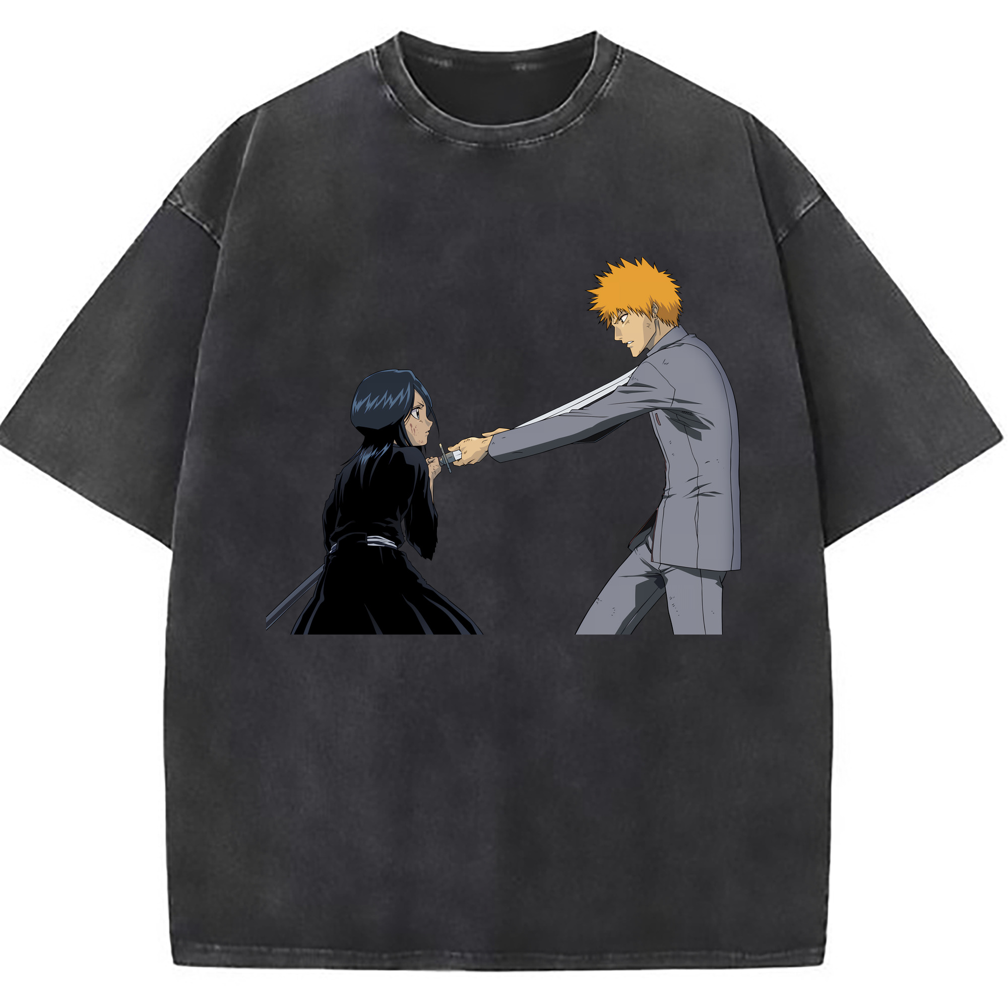 （画像用） ブリーチ 朽木ルキア BLEACH Kuchiki Rukia 綿100% ヴィンテージ風 半袖Tシャツ（フロントプリント）