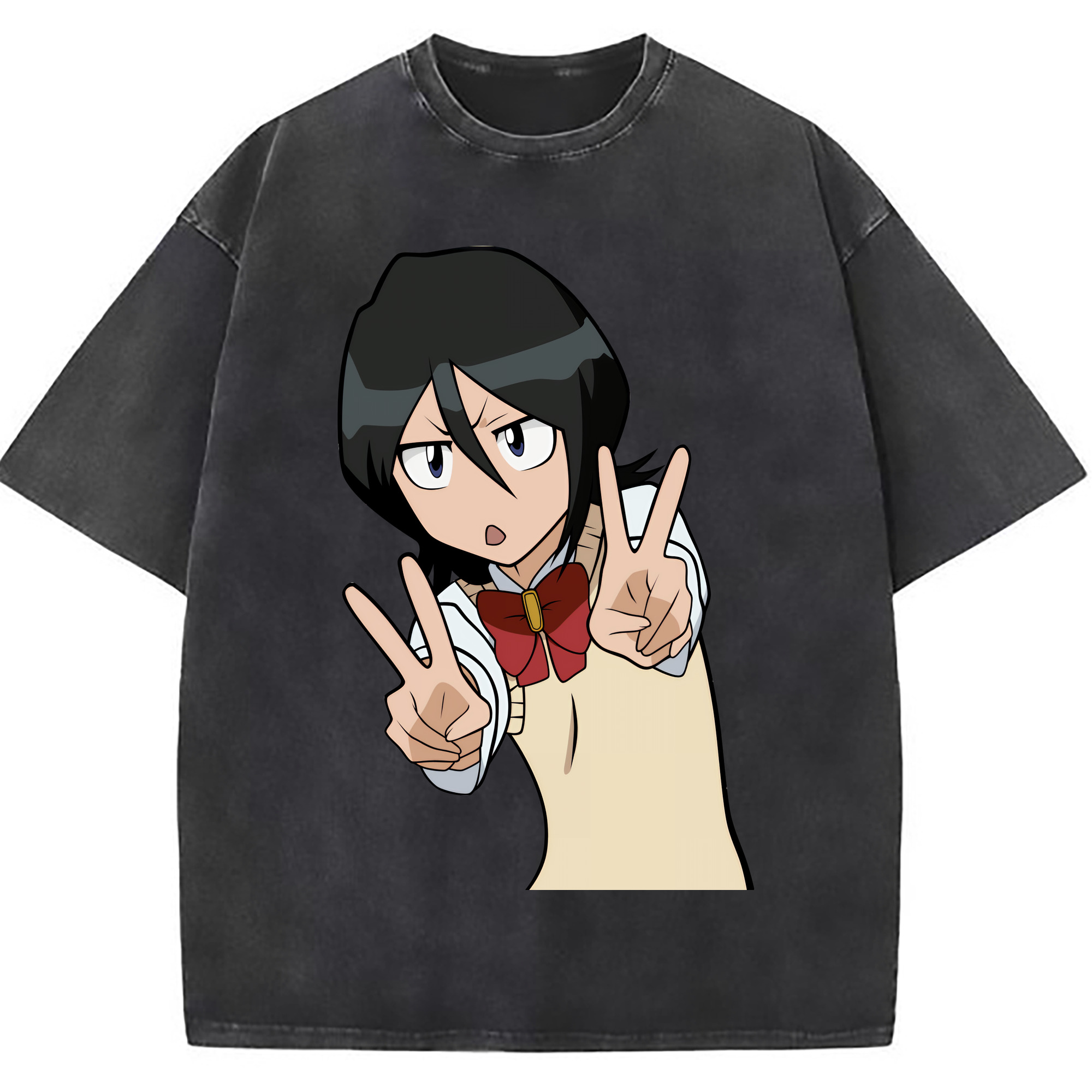 （画像用） ブリーチ 朽木ルキア BLEACH Kuchiki Rukia 綿100% ヴィンテージ風 半袖Tシャツ（フロントプリント）