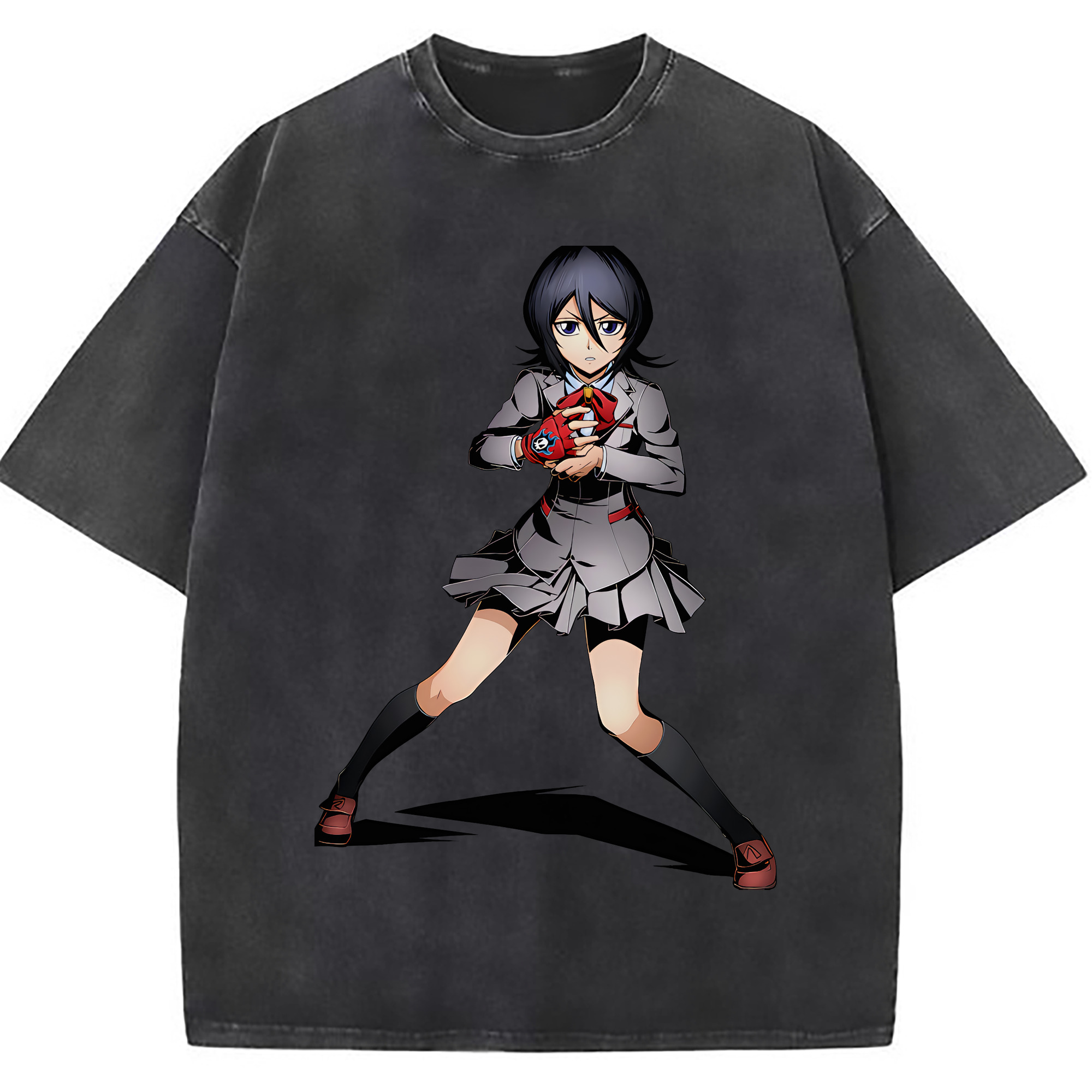 （画像用） ブリーチ 朽木ルキア BLEACH Kuchiki Rukia 綿100% ヴィンテージ風 半袖Tシャツ（フロントプリント）