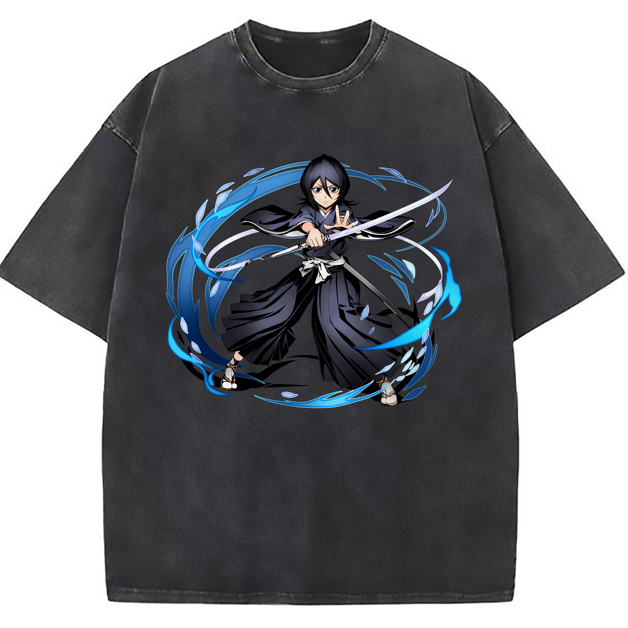 （画像用） ブリーチ 朽木ルキア BLEACH Kuchiki Rukia 綿100% ヴィンテージ風 半袖Tシャツ（フロントプリント）