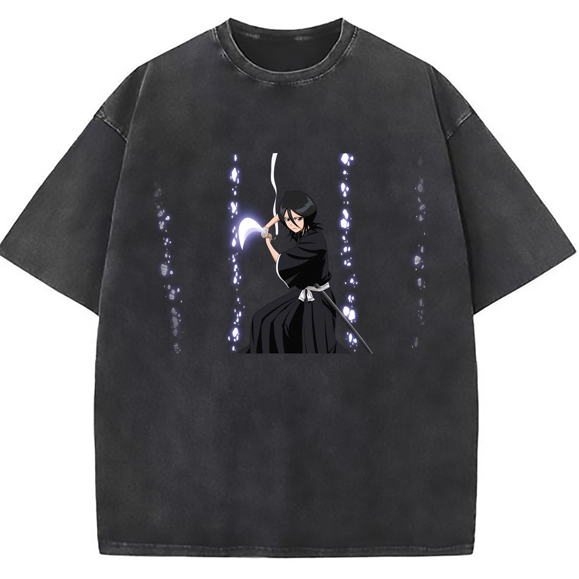 （画像用） ブリーチ 朽木ルキア BLEACH Kuchiki Rukia 綿100% ヴィンテージ風 半袖Tシャツ（フロントプリント）