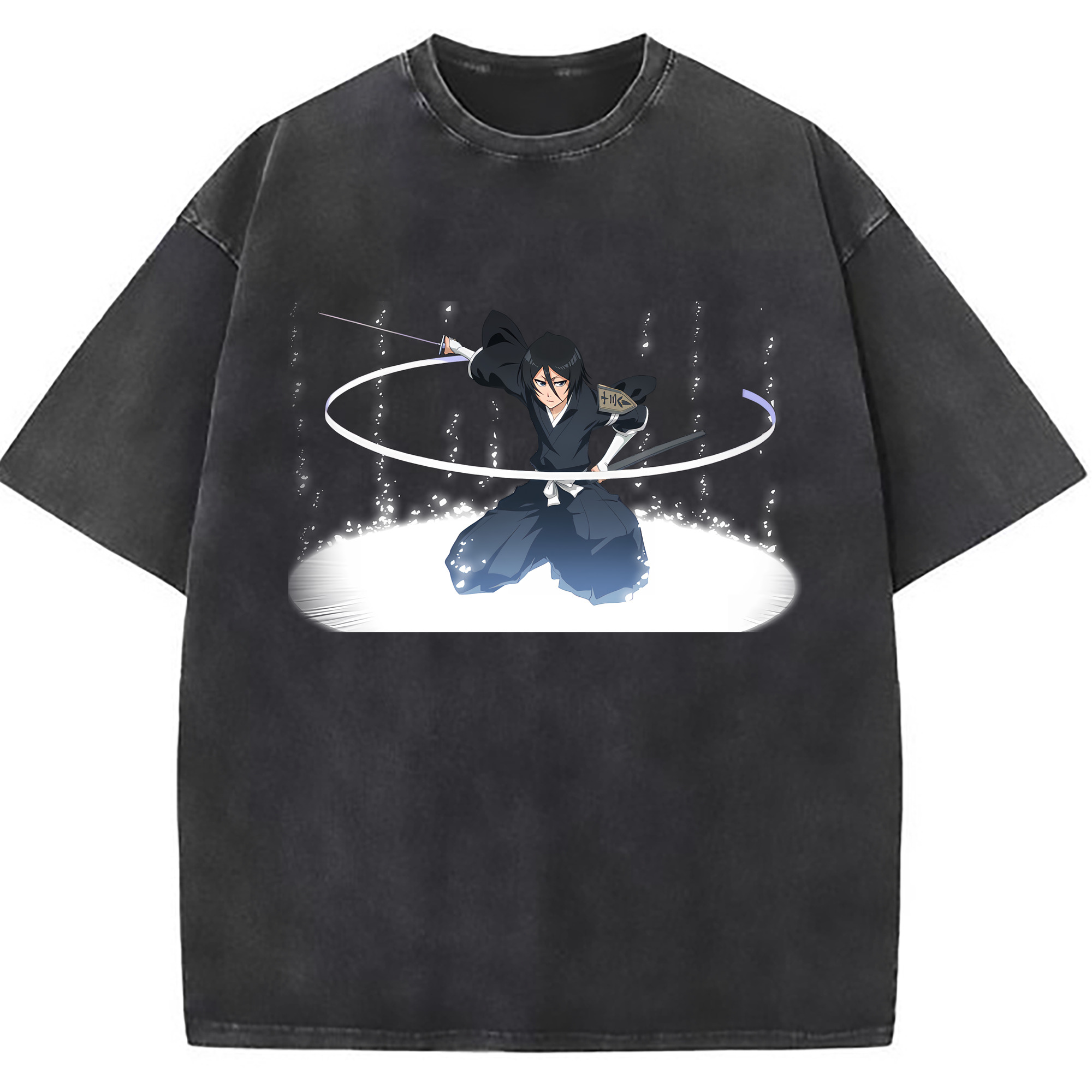 （画像用） ブリーチ 朽木ルキア BLEACH Kuchiki Rukia 綿100% ヴィンテージ風 半袖Tシャツ（フロントプリント）