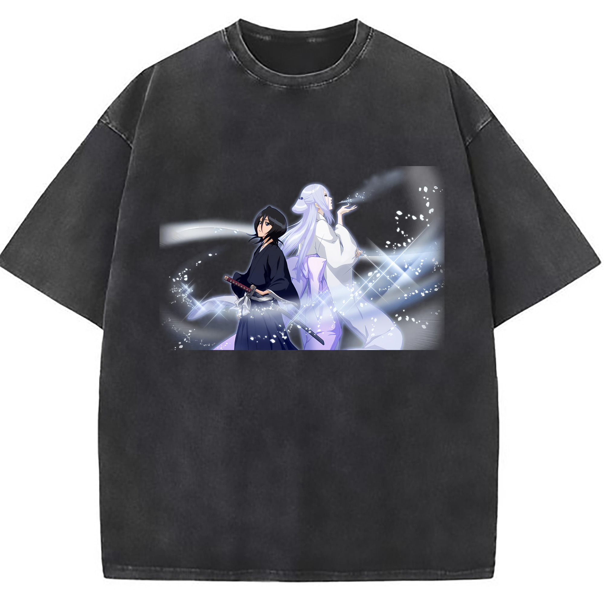 （画像用） ブリーチ 朽木ルキア BLEACH Kuchiki Rukia 綿100% ヴィンテージ風 半袖Tシャツ（フロントプリント）