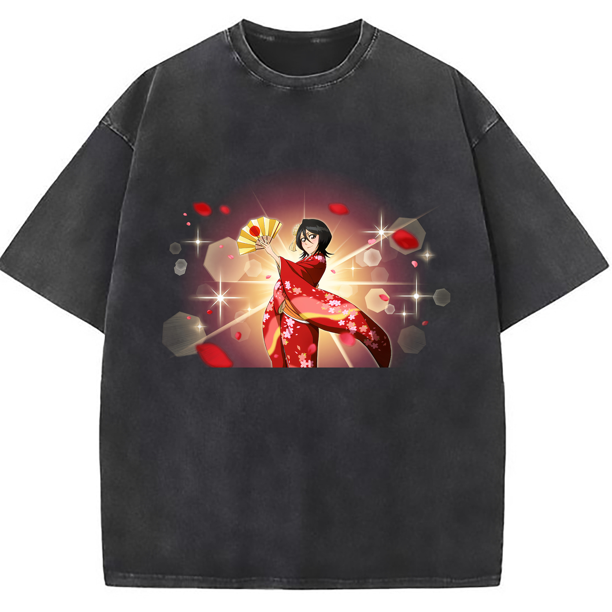 （画像用） ブリーチ 朽木ルキア BLEACH Kuchiki Rukia 綿100% ヴィンテージ風 半袖Tシャツ（フロントプリント）