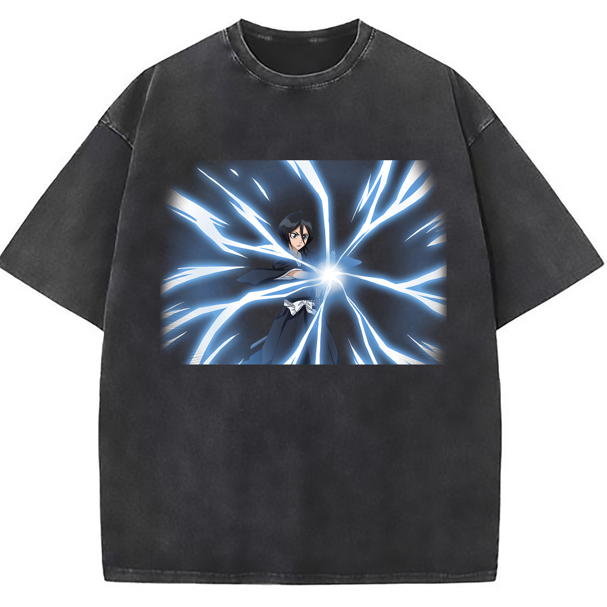 （画像用） ブリーチ 朽木ルキア BLEACH Kuchiki Rukia 綿100% ヴィンテージ風 半袖Tシャツ（フロントプリント）