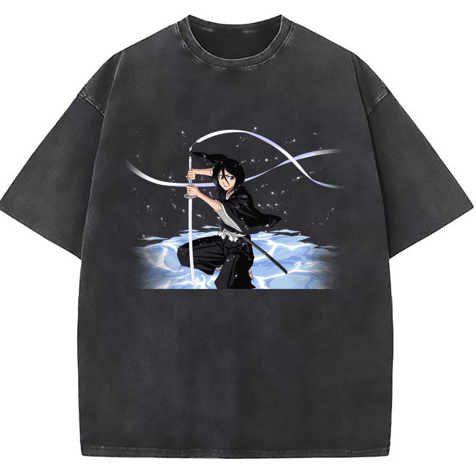 （画像用） ブリーチ 朽木ルキア BLEACH Kuchiki Rukia 綿100% ヴィンテージ風 半袖Tシャツ（フロントプリント）