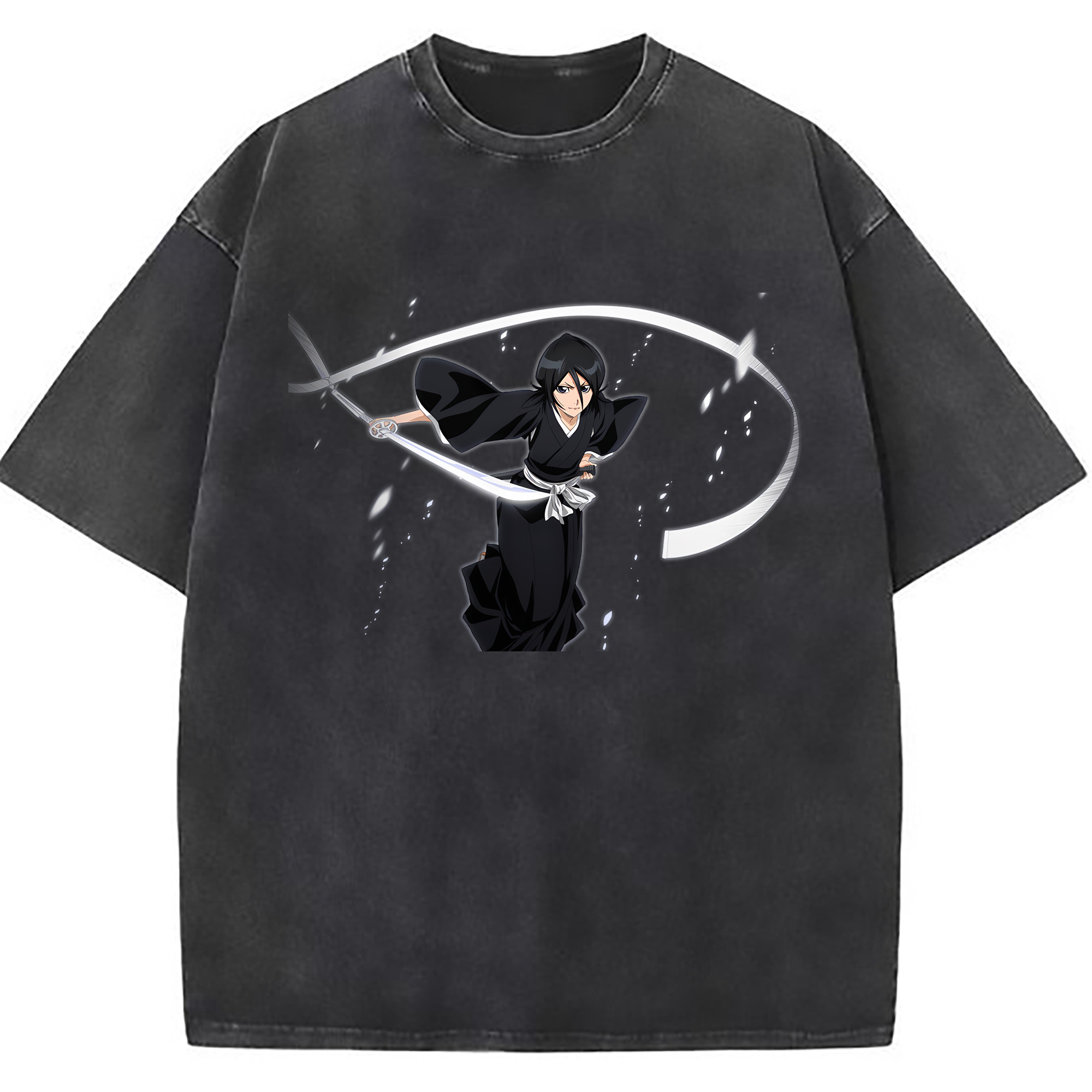 （画像用） ブリーチ 朽木ルキア BLEACH Kuchiki Rukia 綿100% ヴィンテージ風 半袖Tシャツ（フロントプリント）
