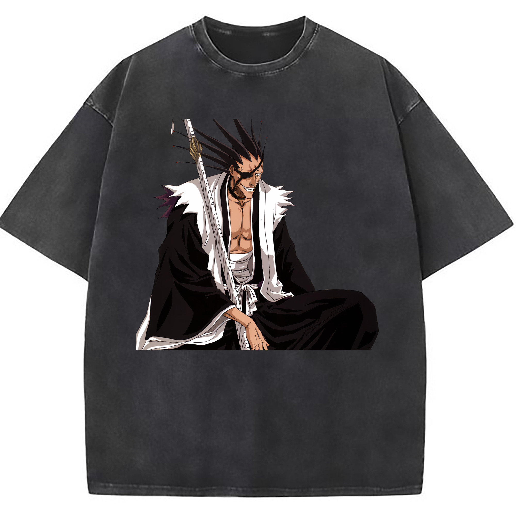 （画像用） ブリーチ ざらき けんぱち BLEACH Zaraki Kenpachi 綿100% ヴィンテージ風 半袖Tシャツ（フロントプリント）