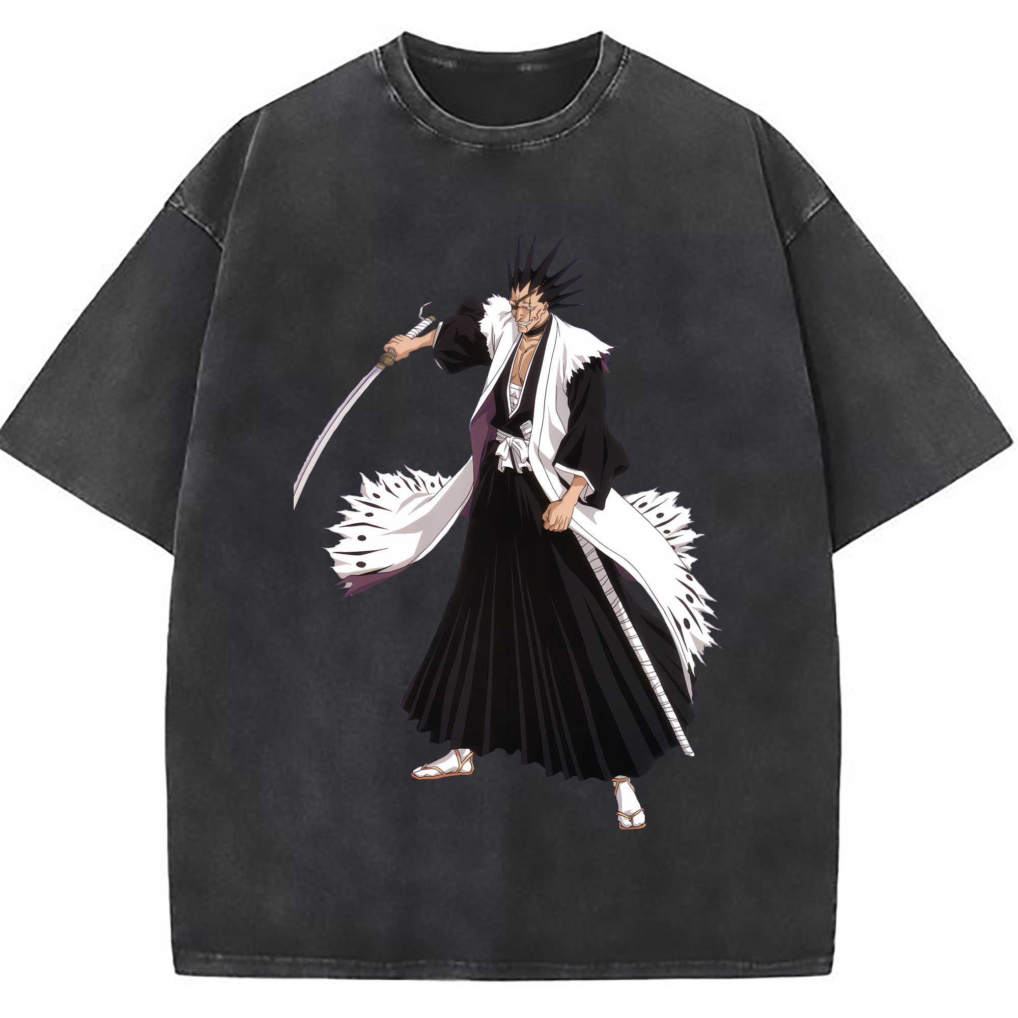 （画像用） ブリーチ ざらき けんぱち BLEACH Zaraki Kenpachi 綿100% ヴィンテージ風 半袖Tシャツ（フロントプリント）