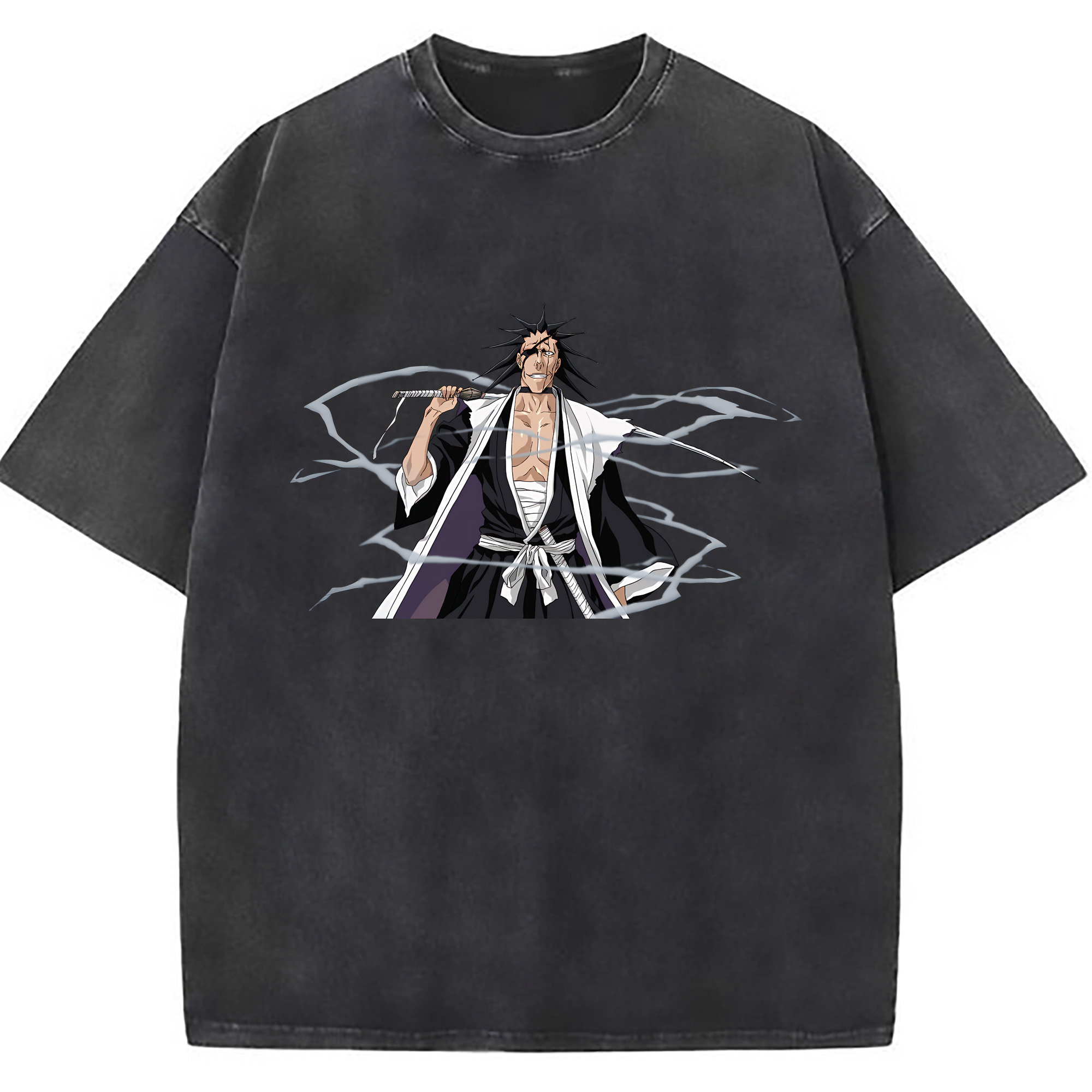 （画像用） ブリーチ ざらき けんぱち BLEACH Zaraki Kenpachi 綿100% ヴィンテージ風 半袖Tシャツ（フロントプリント）