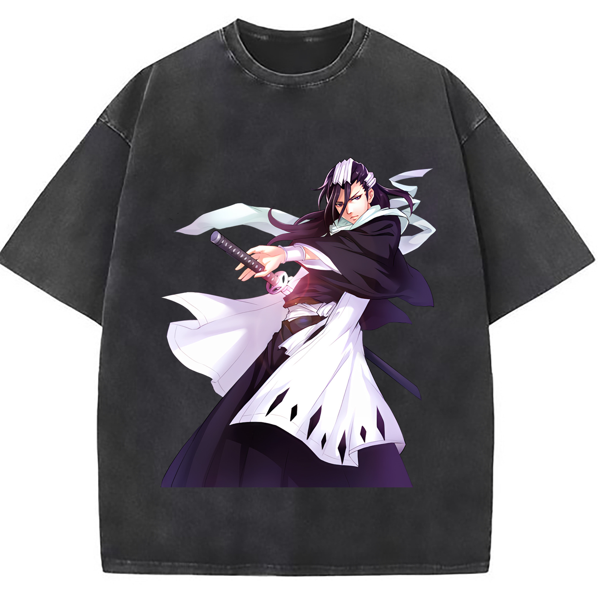 （画像用） ブリーチ くちき びゃくや BLEACH Kuchiki Byakuya 綿100% ヴィンテージ風 半袖Tシャツ（フロントプリント）