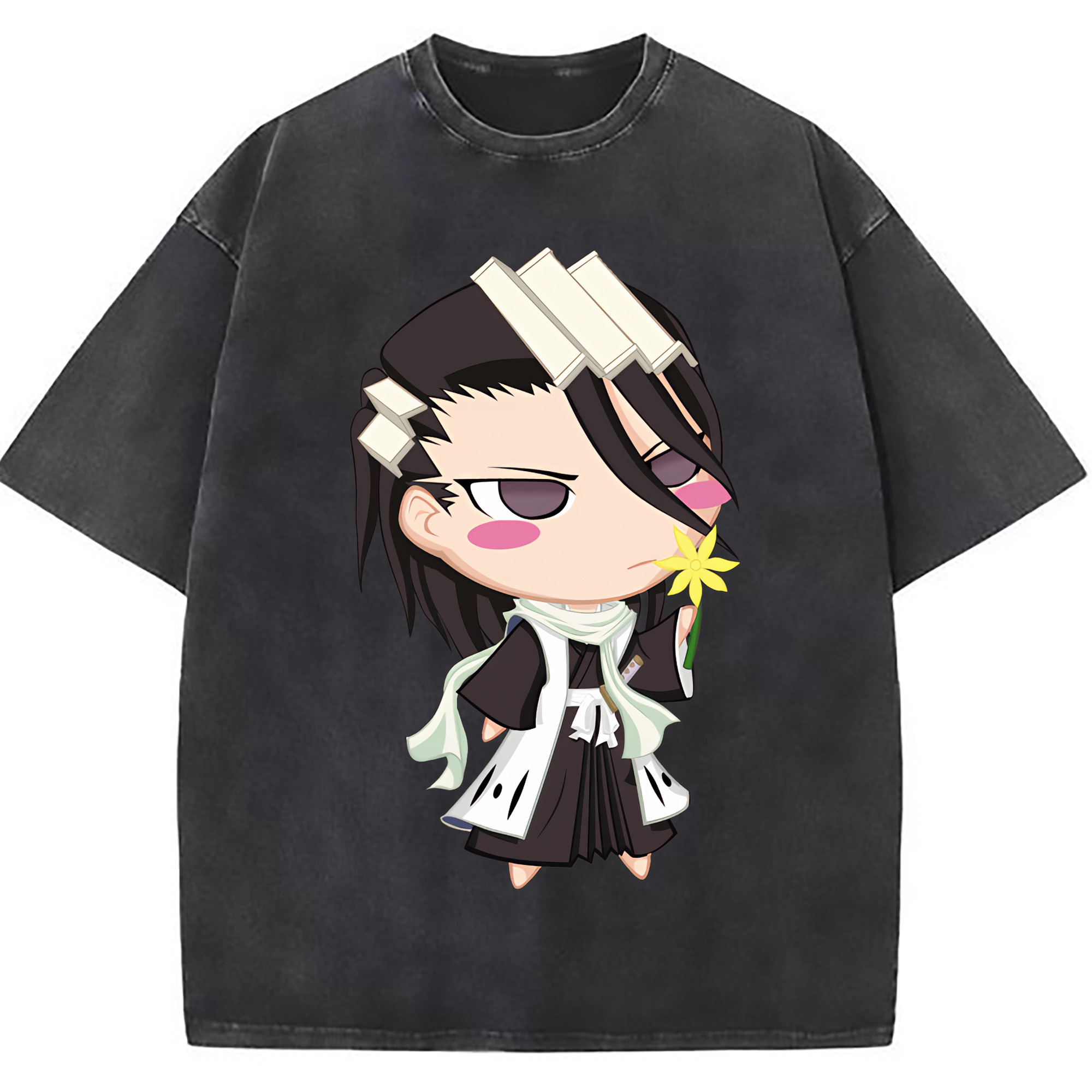 （画像用） ブリーチ くちき びゃくや BLEACH Kuchiki Byakuya 綿100% ヴィンテージ風 半袖Tシャツ（フロントプリント）
