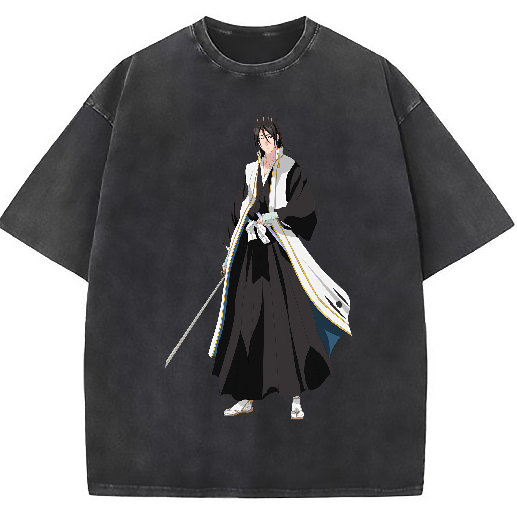 （画像用） ブリーチ くちき びゃくや BLEACH Kuchiki Byakuya 綿100% ヴィンテージ風 半袖Tシャツ（フロントプリント）