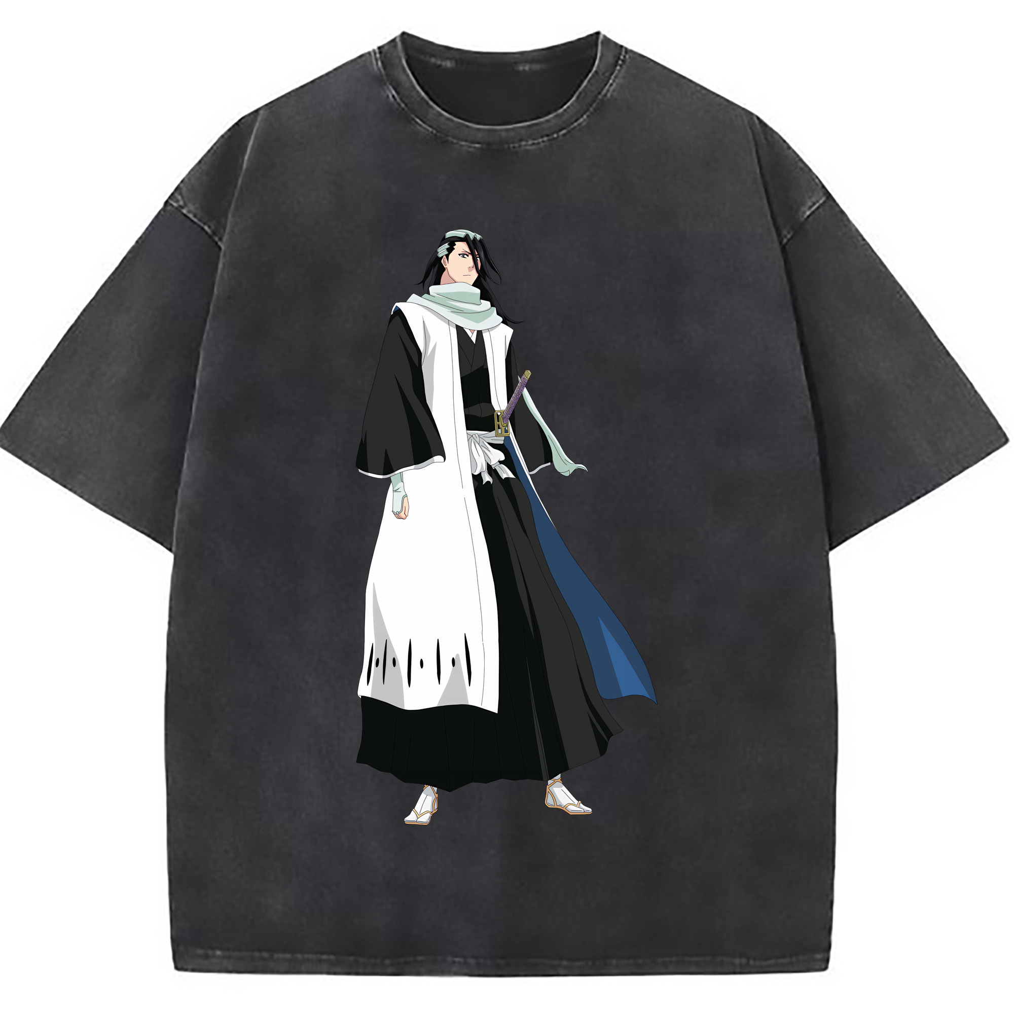 （画像用） ブリーチ くちき びゃくや BLEACH Kuchiki Byakuya 綿100% ヴィンテージ風 半袖Tシャツ（フロントプリント）
