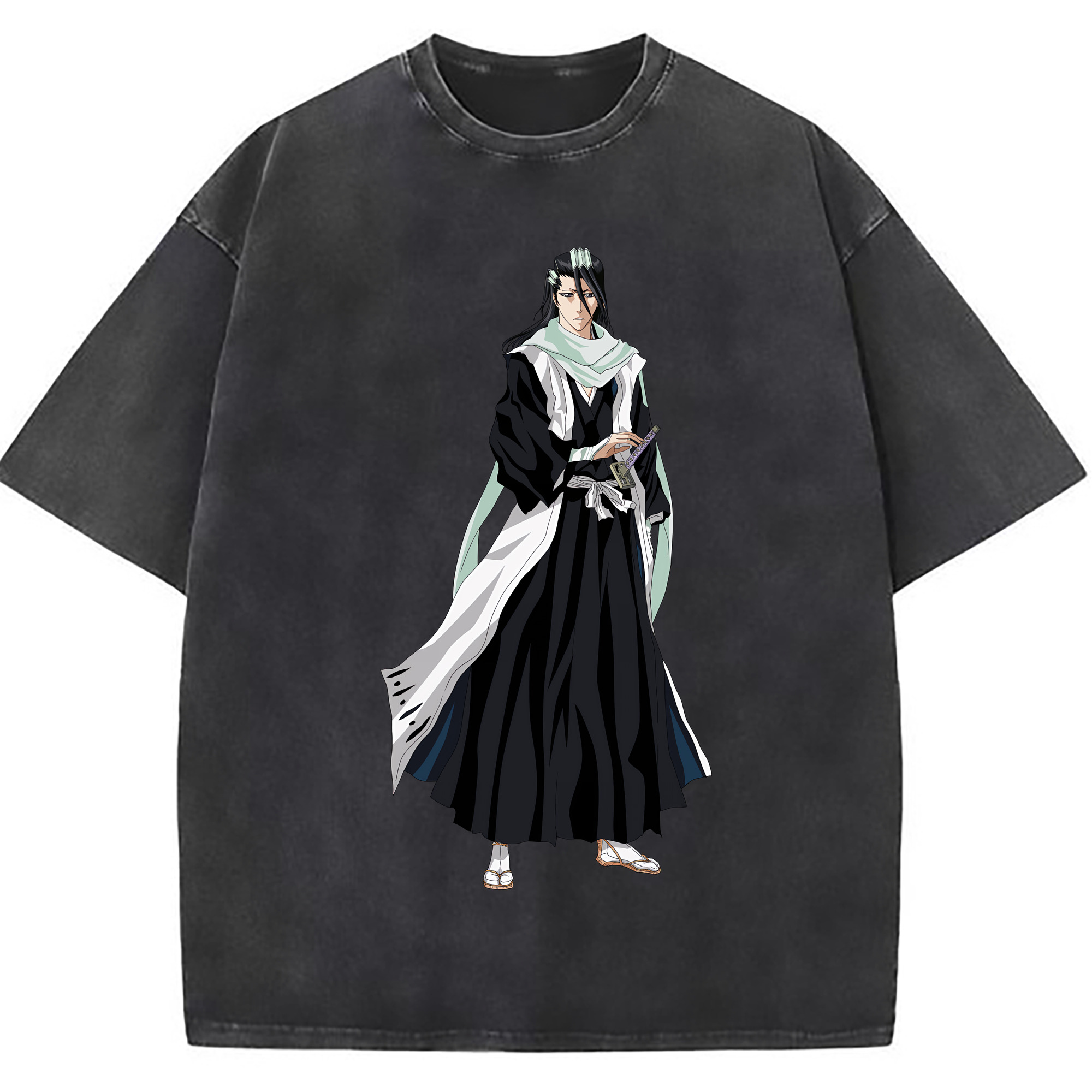 （画像用） ブリーチ くちき びゃくや BLEACH Kuchiki Byakuya 綿100% ヴィンテージ風 半袖Tシャツ（フロントプリント）