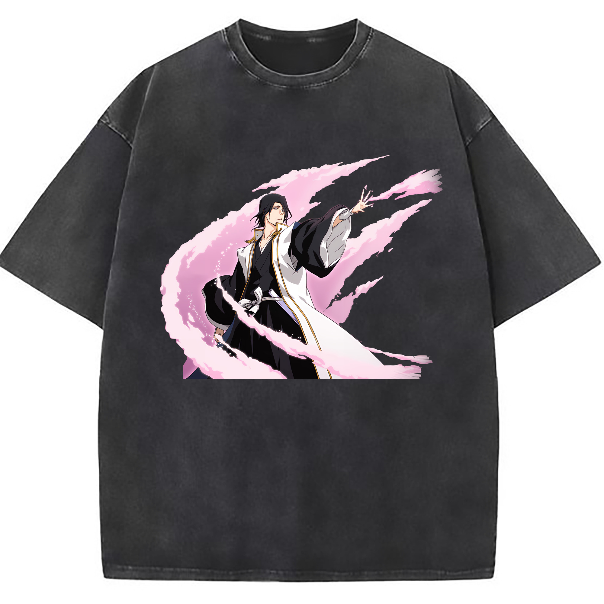 （画像用） ブリーチ くちき びゃくや BLEACH Kuchiki Byakuya 綿100% ヴィンテージ風 半袖Tシャツ（フロントプリント）
