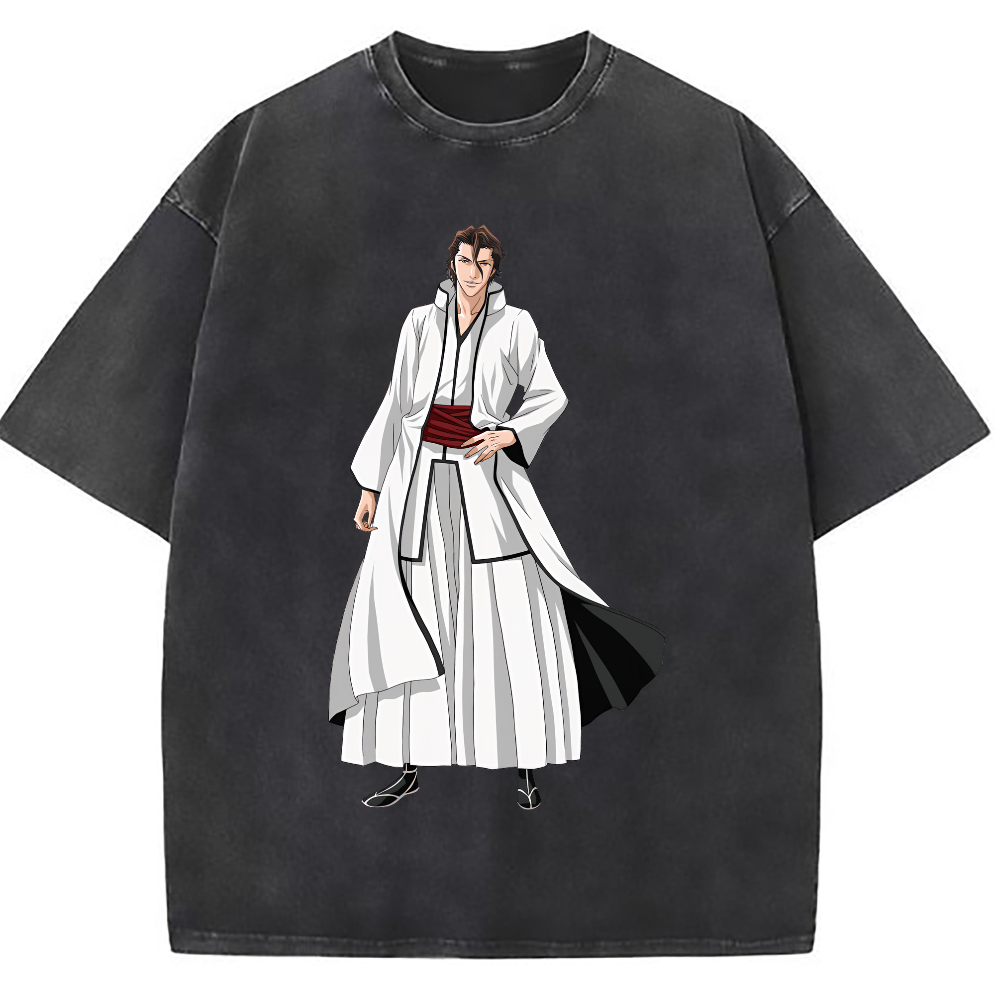 （画像用） ブリーチ 藍染 惣右介（あいぜん そうすけ） BLEACH Aizen Sousuke 綿100% ヴィンテージ風 半袖Tシャツ（フロントプリント）
