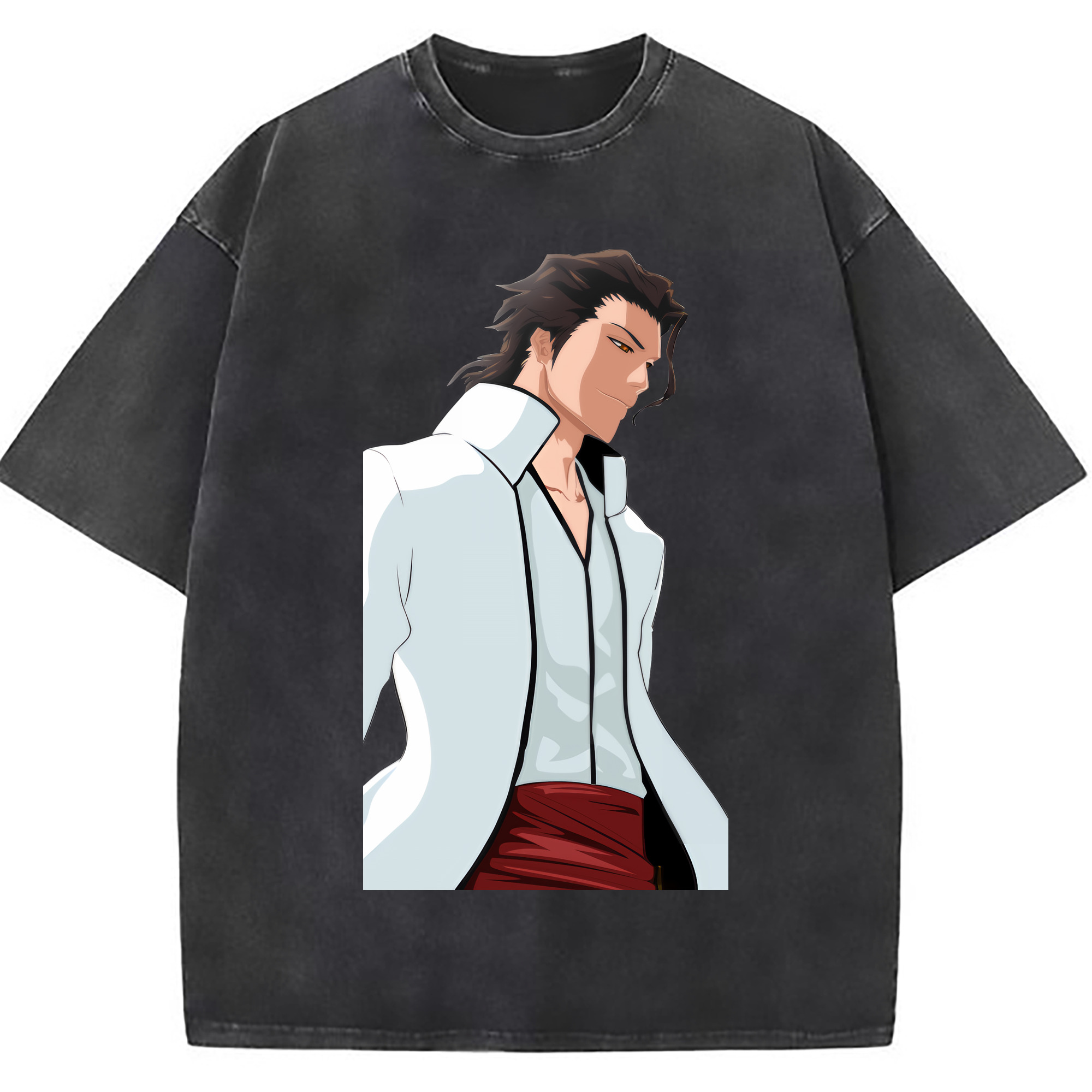 （画像用） ブリーチ 藍染 惣右介（あいぜん そうすけ） BLEACH Aizen Sousuke 綿100% ヴィンテージ風 半袖Tシャツ（フロントプリント）
