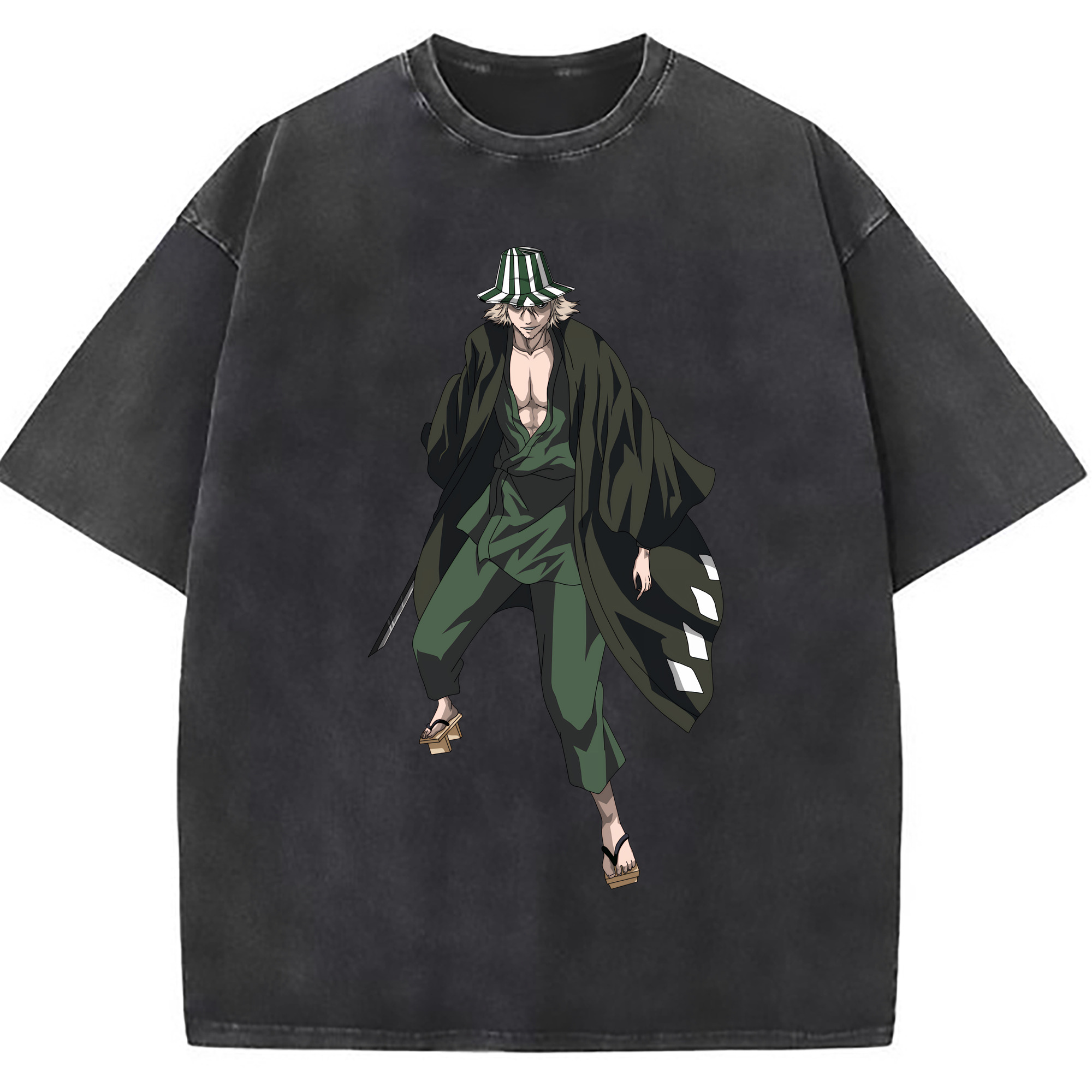 （画像用） "ブリーチ 浦原 喜助（うらはら きすけ） BLEACH Urahara Kisuke " 綿100% ヴィンテージ風 半袖Tシャツ（フロントプリント）