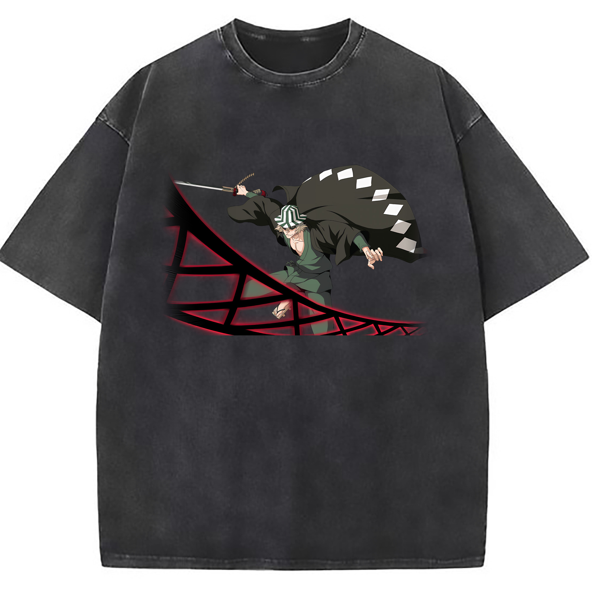 （画像用） "ブリーチ 浦原 喜助（うらはら きすけ） BLEACH Urahara Kisuke " 綿100% ヴィンテージ風 半袖Tシャツ（フロントプリント）