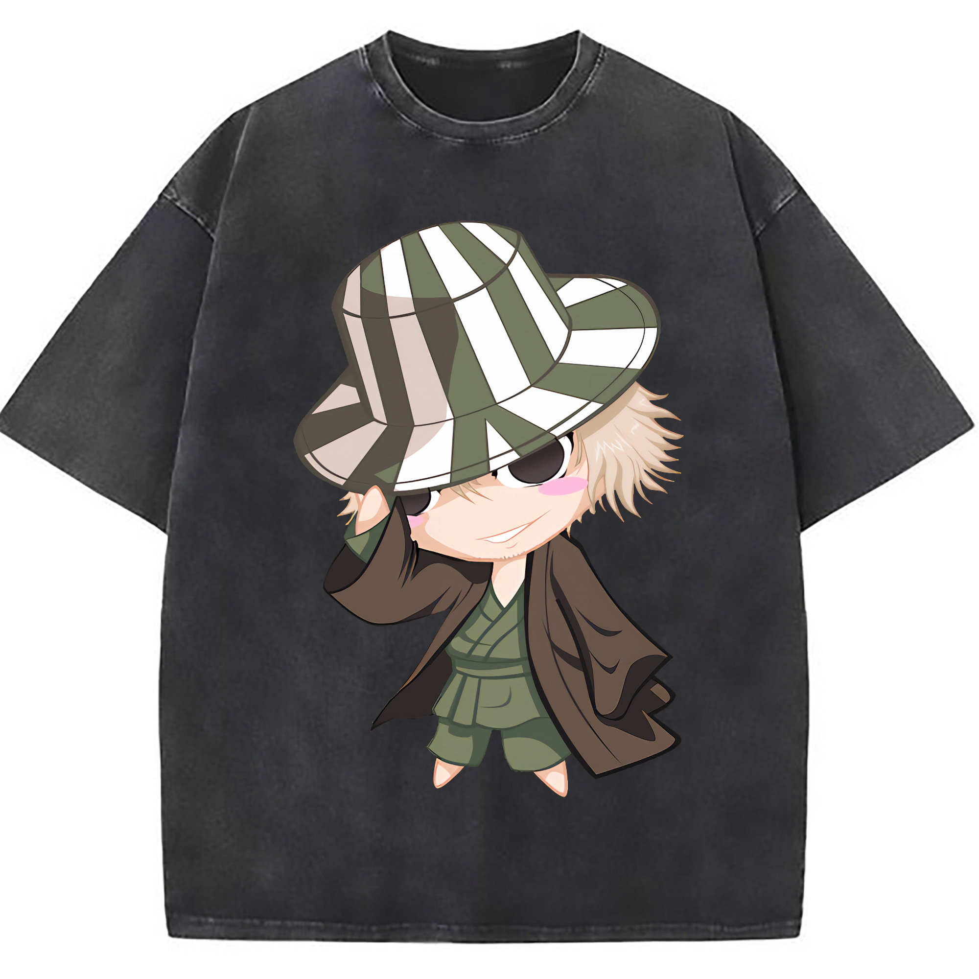 （画像用） "ブリーチ 浦原 喜助（うらはら きすけ） BLEACH Urahara Kisuke " 綿100% ヴィンテージ風 半袖Tシャツ（フロントプリント）