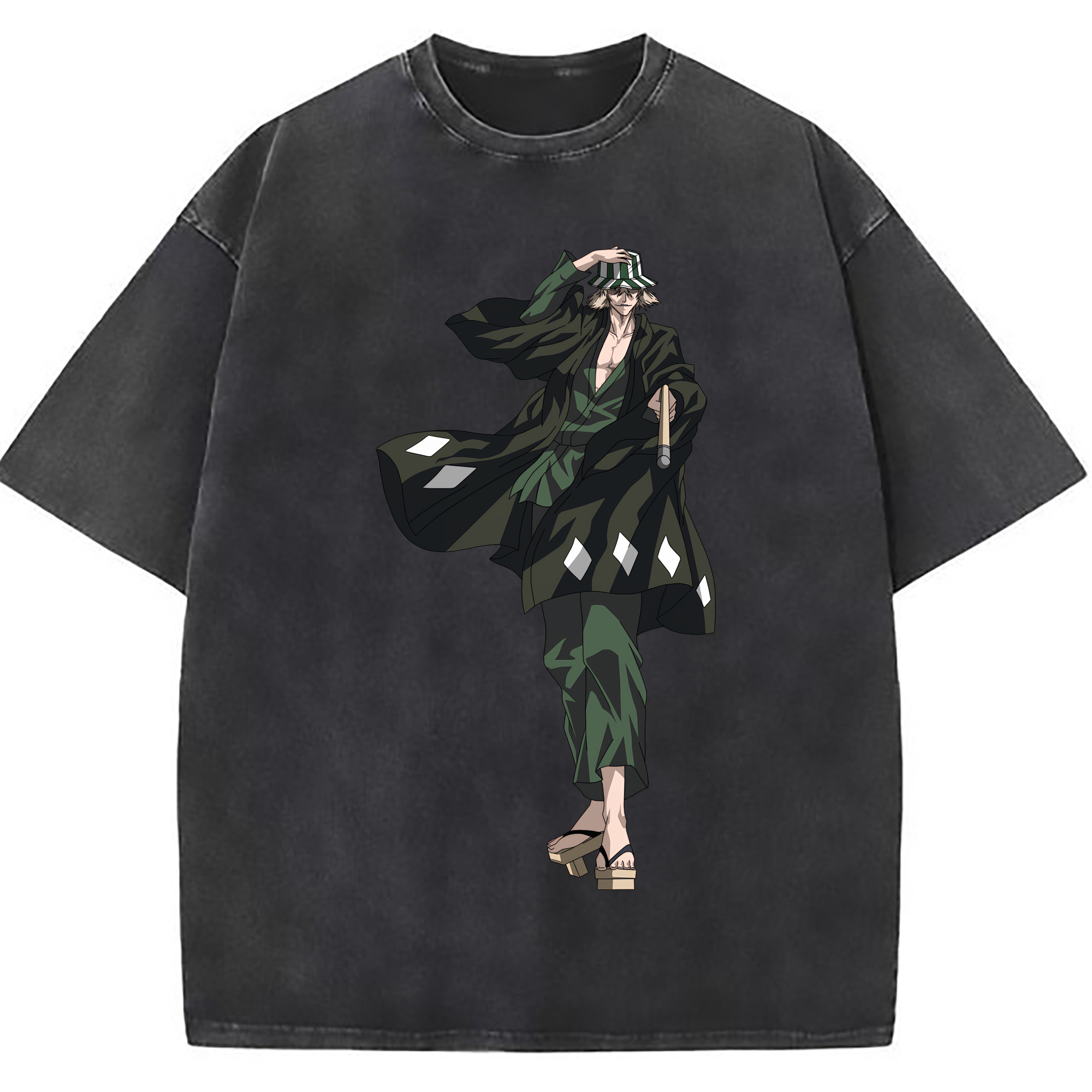 （画像用） "ブリーチ 浦原 喜助（うらはら きすけ） BLEACH Urahara Kisuke " 綿100% ヴィンテージ風 半袖Tシャツ（フロントプリント）