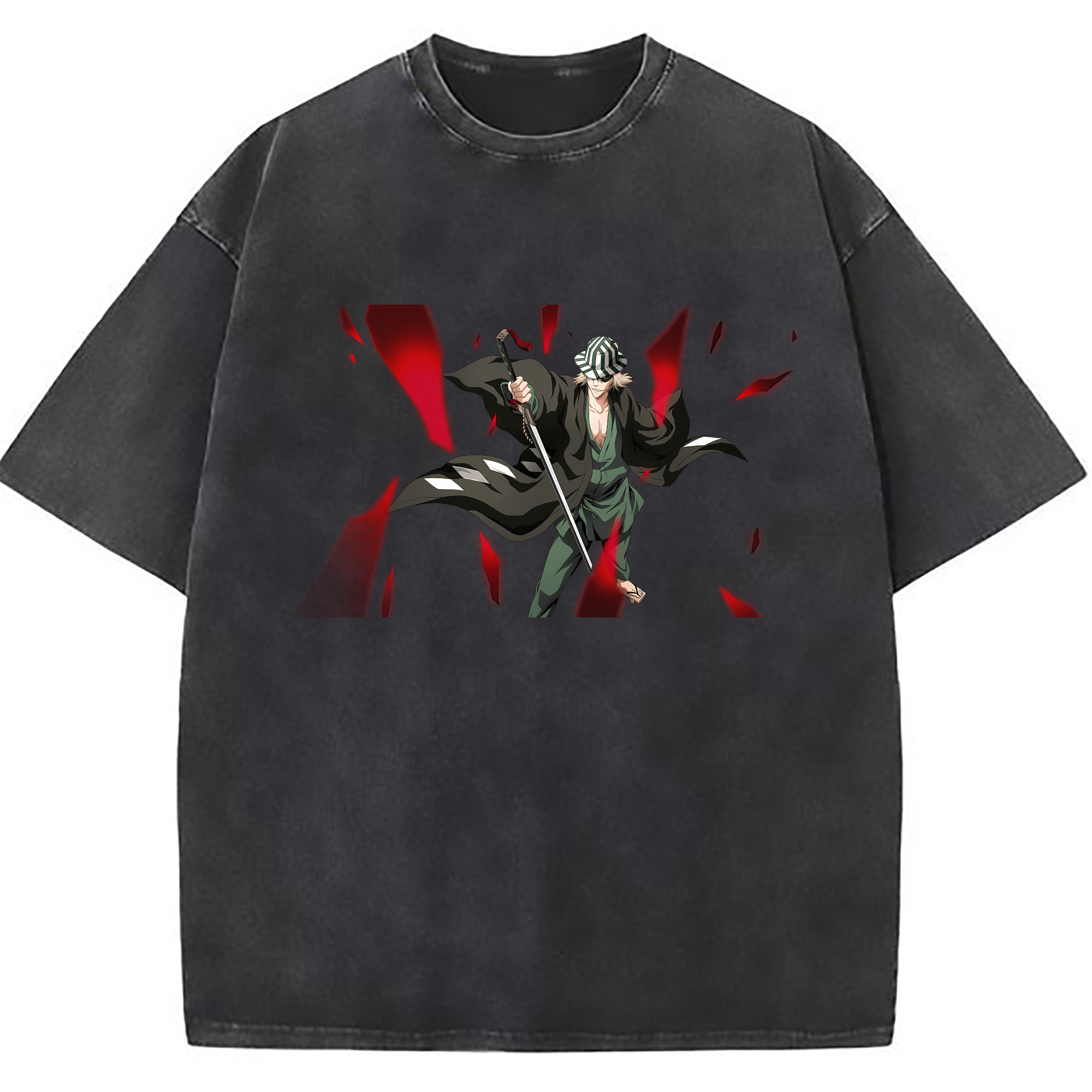 （画像用） "ブリーチ 浦原 喜助（うらはら きすけ） BLEACH Urahara Kisuke " 綿100% ヴィンテージ風 半袖Tシャツ（フロントプリント）