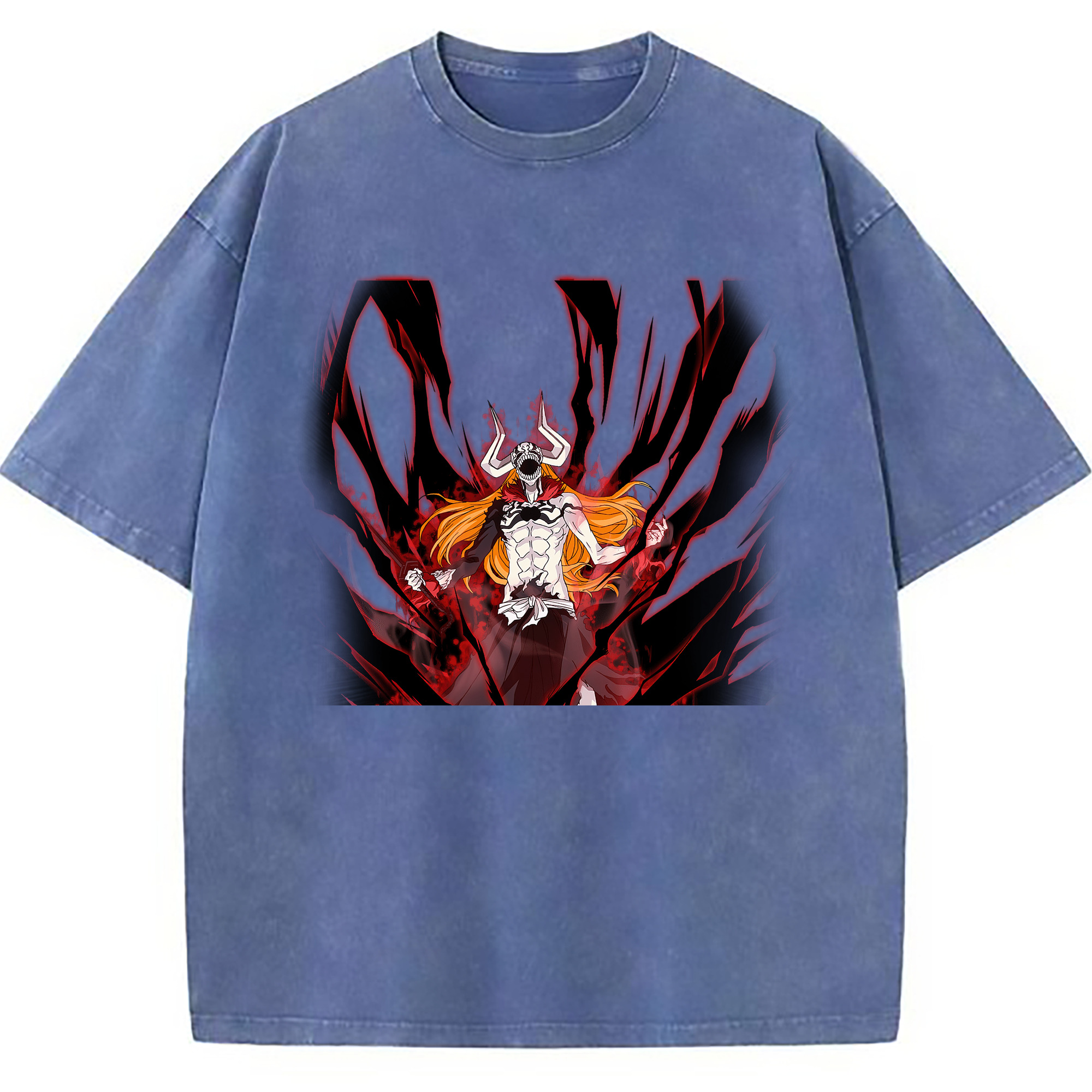 （画像用） ブリーチ 黒崎一護（くろさき いちご）BLEACH Kurosaki Ichigo 綿100% ヴィンテージ風 半袖Tシャツ（フロントプリント）