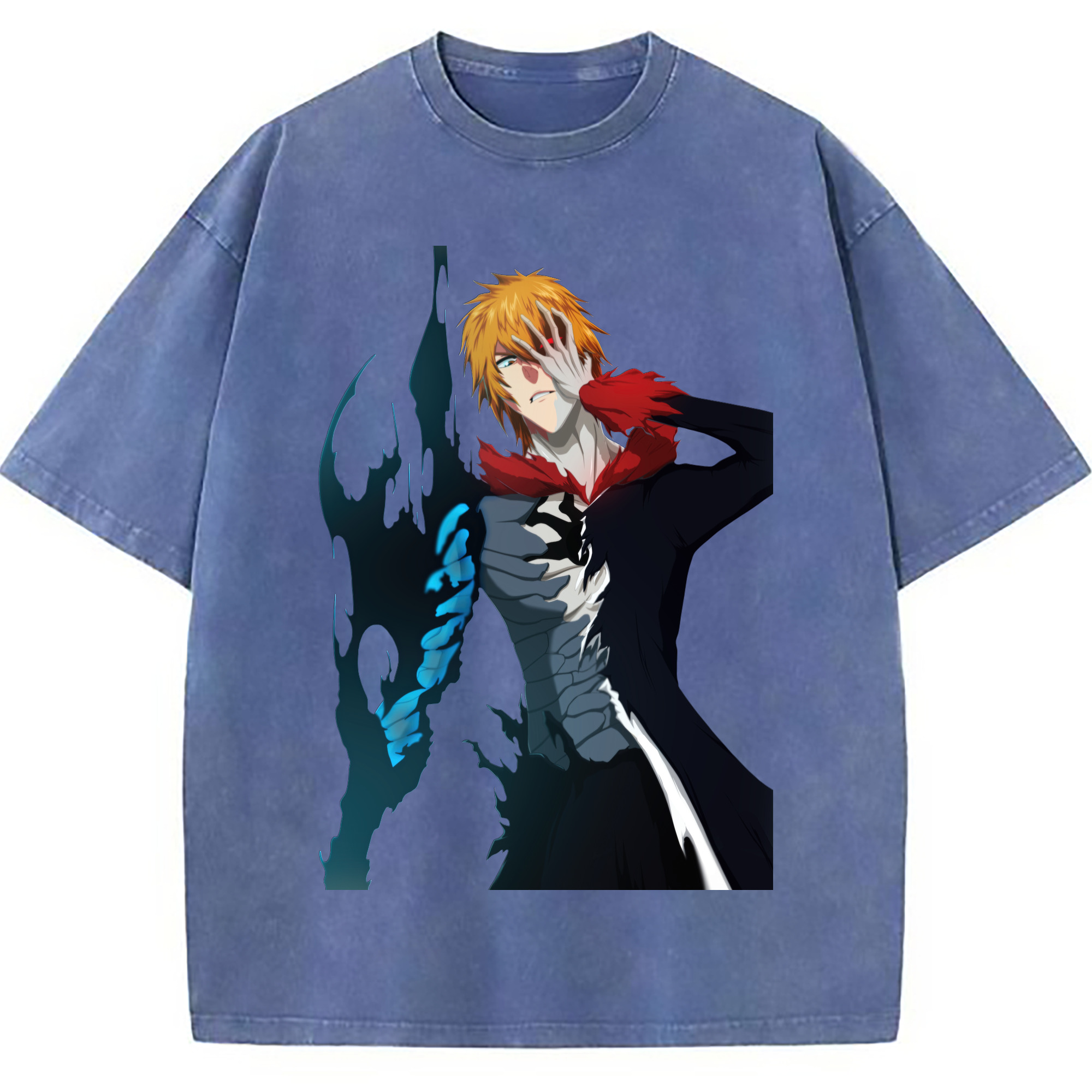 （画像用） ブリーチ 黒崎一護（くろさき いちご）BLEACH Kurosaki Ichigo 綿100% ヴィンテージ風 半袖Tシャツ（フロントプリント）