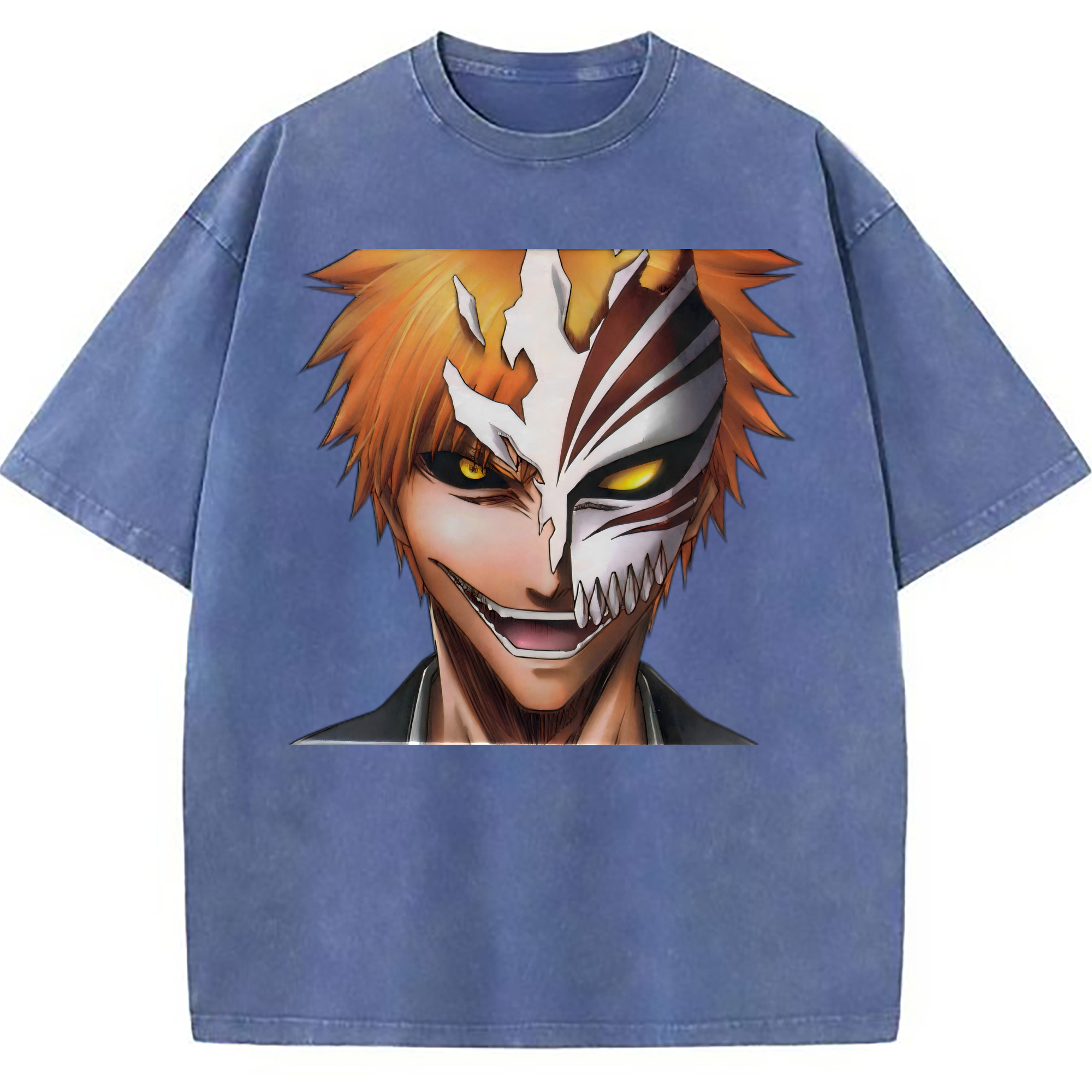 （画像用） ブリーチ 黒崎一護（くろさき いちご）BLEACH Kurosaki Ichigo 綿100% ヴィンテージ風 半袖Tシャツ（フロントプリント）