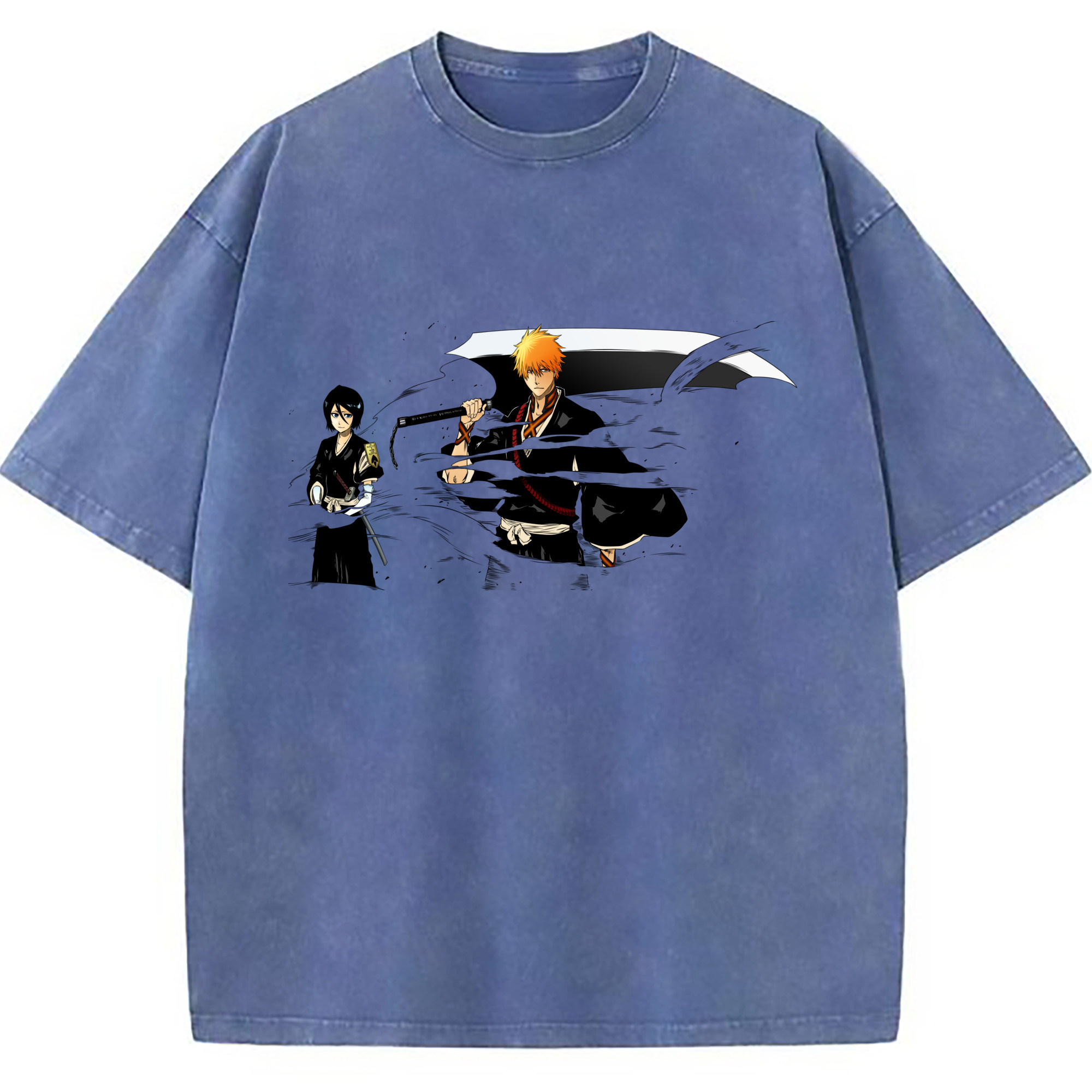 （画像用） ブリーチ 黒崎一護（くろさき いちご）BLEACH Kurosaki Ichigo 綿100% ヴィンテージ風 半袖Tシャツ（フロントプリント）