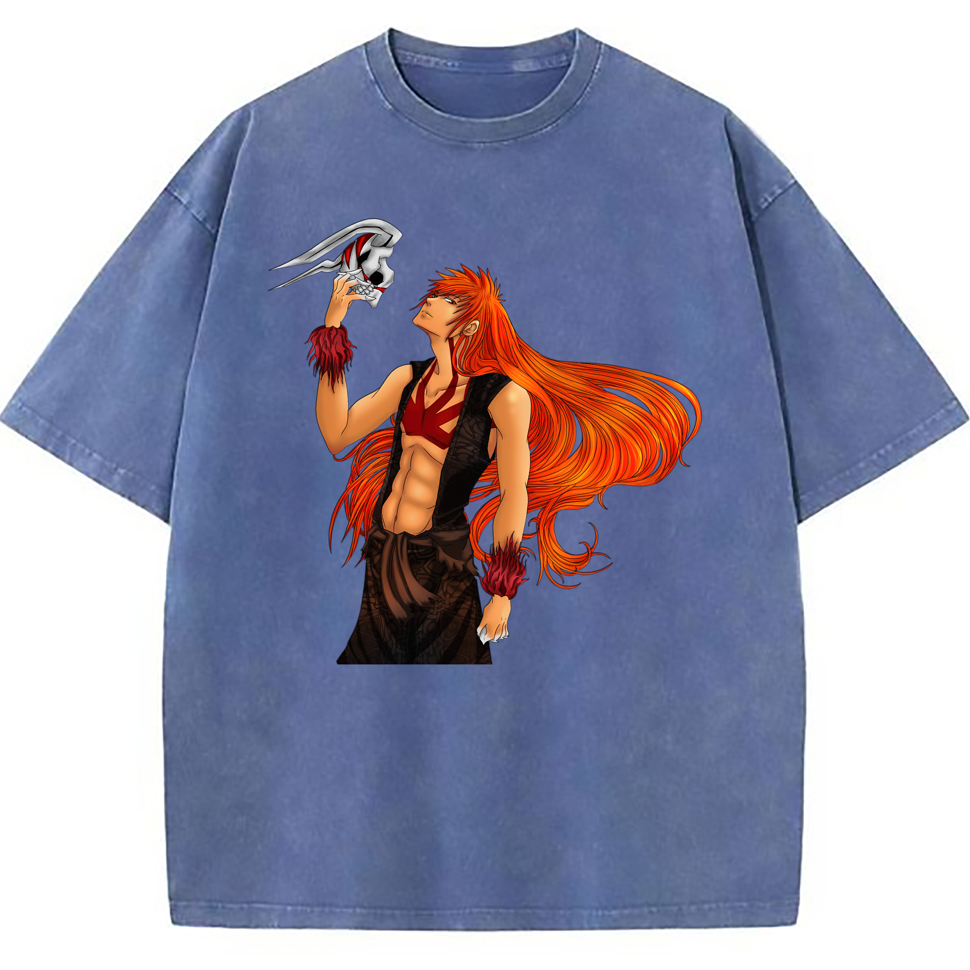 （画像用） ブリーチ 黒崎一護（くろさき いちご）BLEACH Kurosaki Ichigo 綿100% ヴィンテージ風 半袖Tシャツ（フロントプリント）