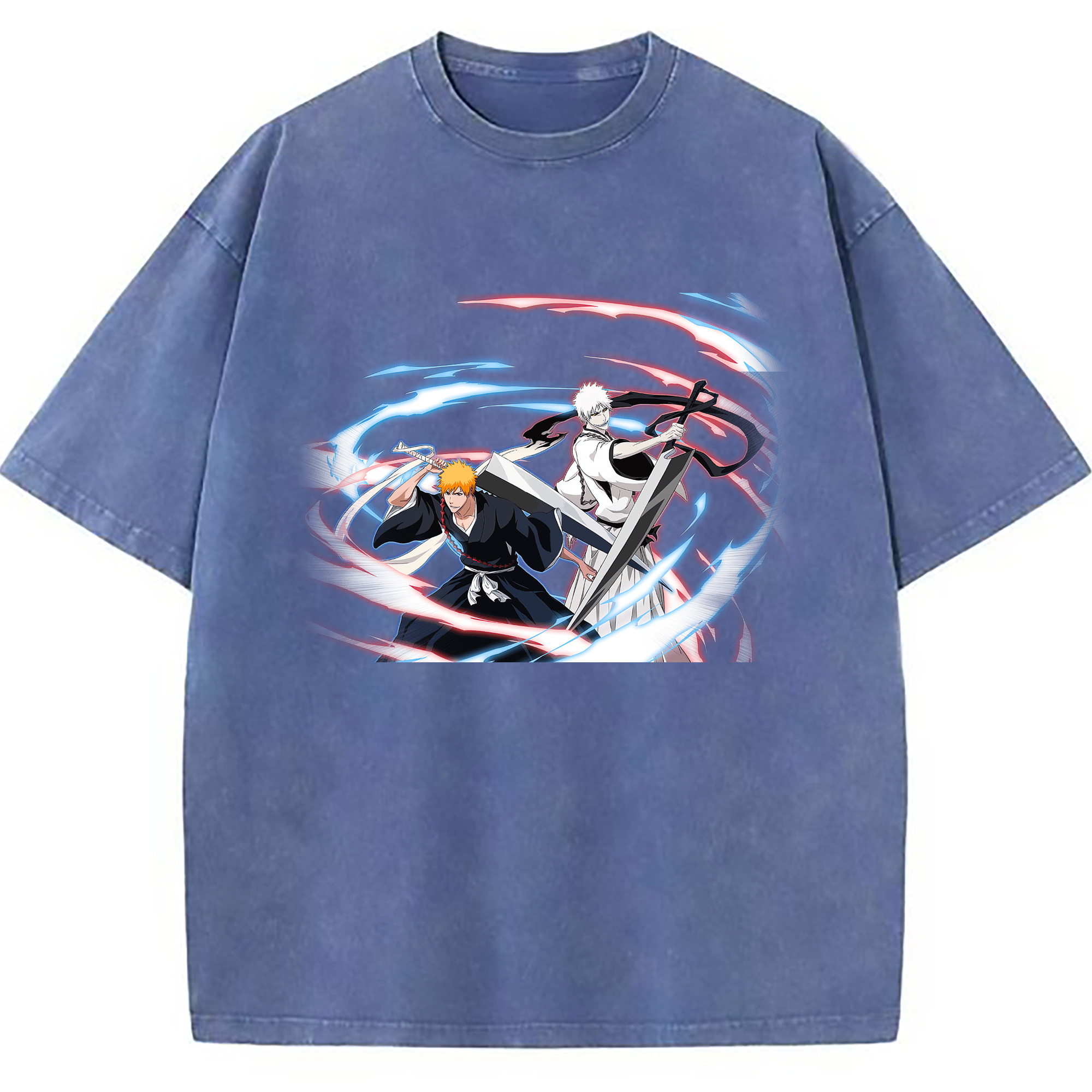 （画像用） ブリーチ 黒崎一護（くろさき いちご）BLEACH Kurosaki Ichigo 綿100% ヴィンテージ風 半袖Tシャツ（フロントプリント）