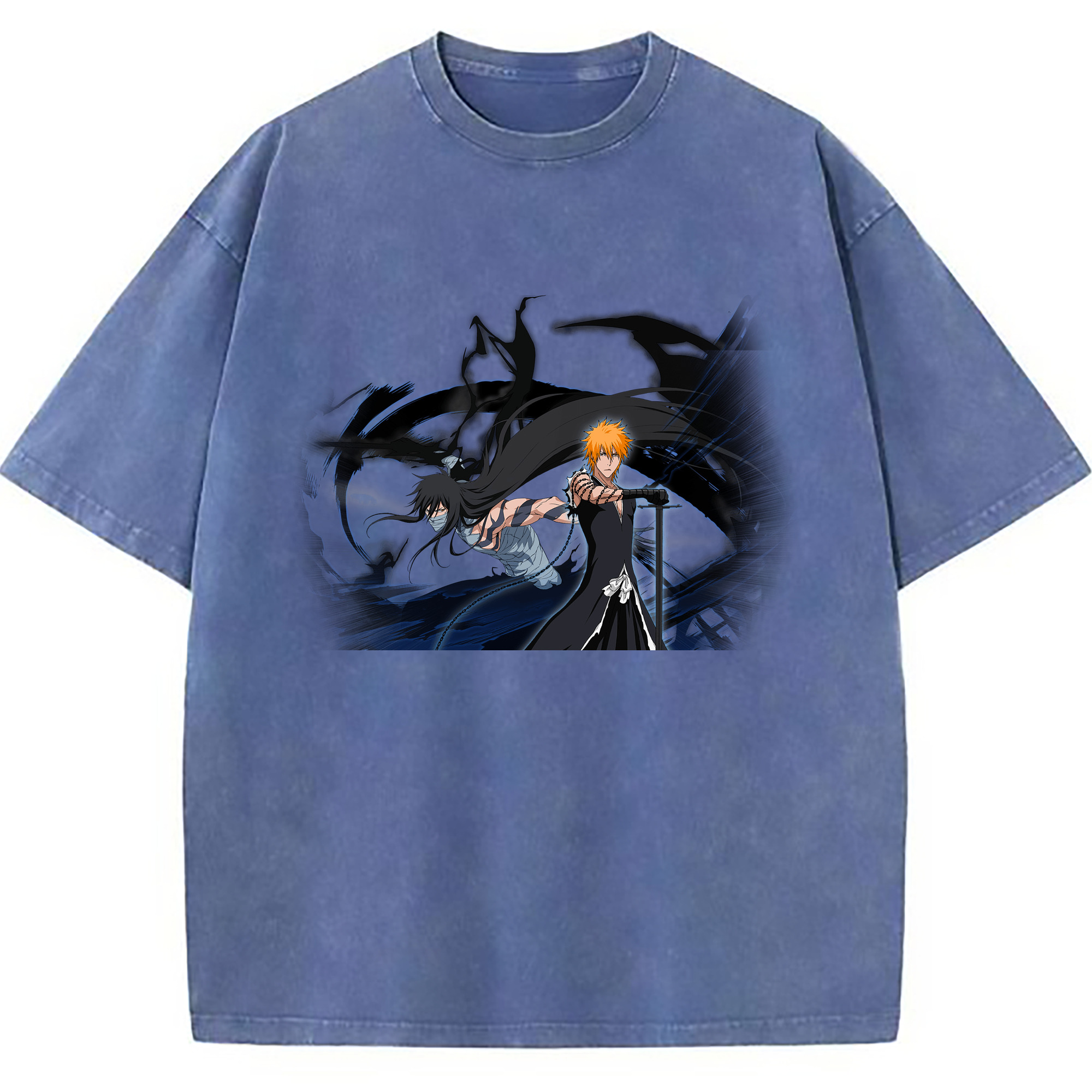 （画像用） ブリーチ 黒崎一護（くろさき いちご）BLEACH Kurosaki Ichigo 綿100% ヴィンテージ風 半袖Tシャツ（フロントプリント）