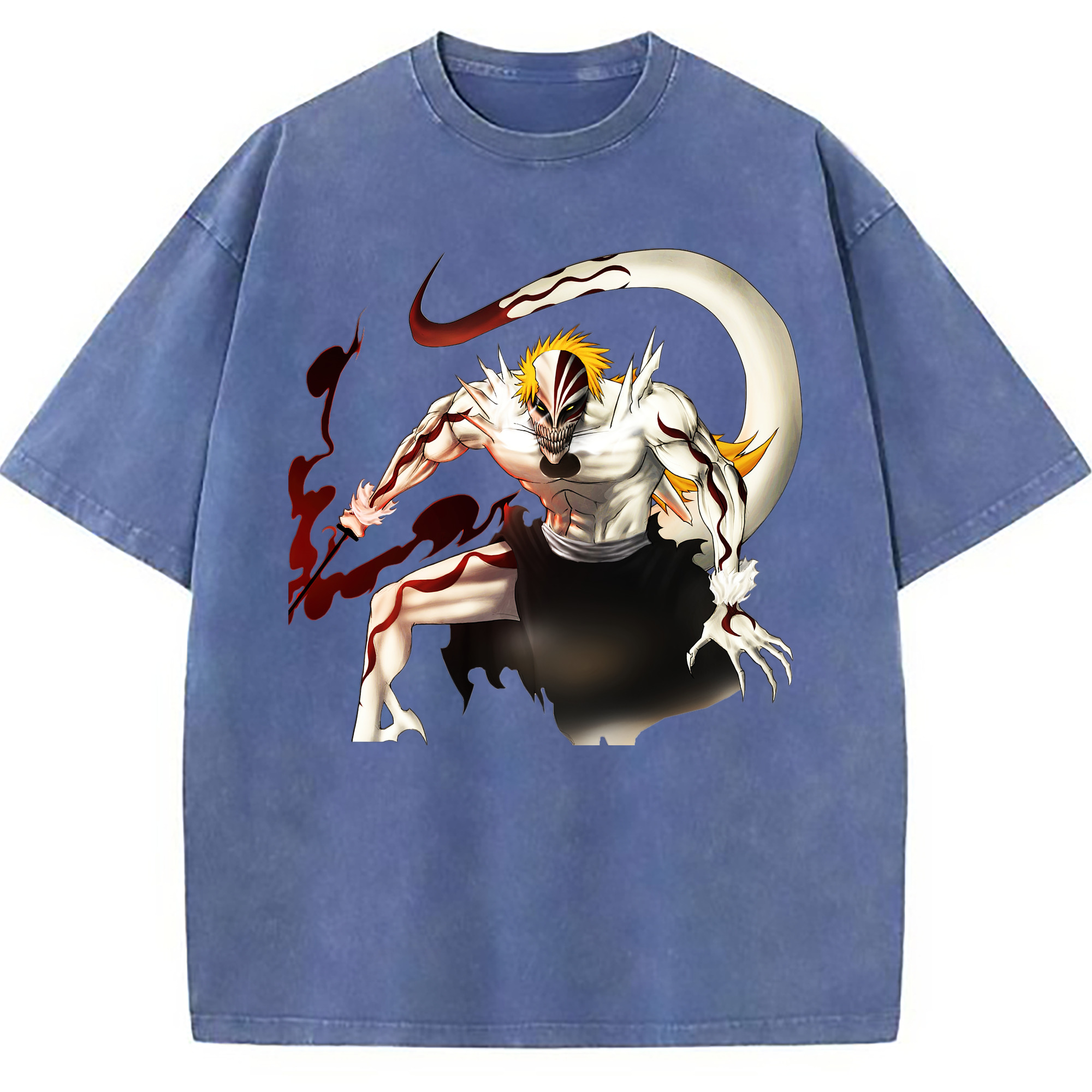 （画像用） ブリーチ 黒崎一護（くろさき いちご）BLEACH Kurosaki Ichigo 綿100% ヴィンテージ風 半袖Tシャツ（フロントプリント）