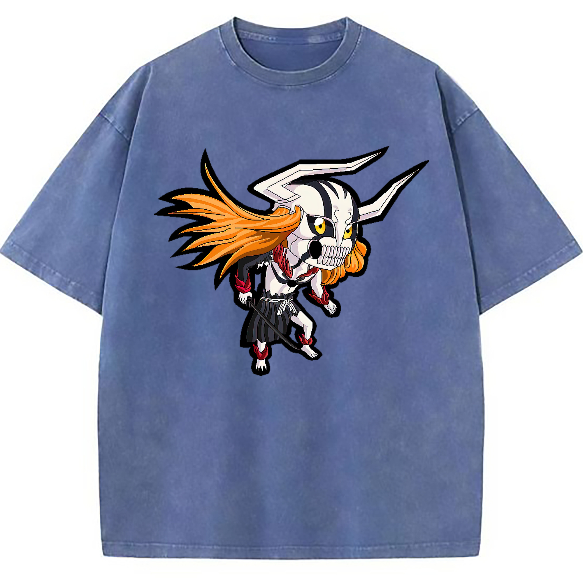 （画像用） ブリーチ 黒崎一護（くろさき いちご）BLEACH Kurosaki Ichigo 綿100% ヴィンテージ風 半袖Tシャツ（フロントプリント）
