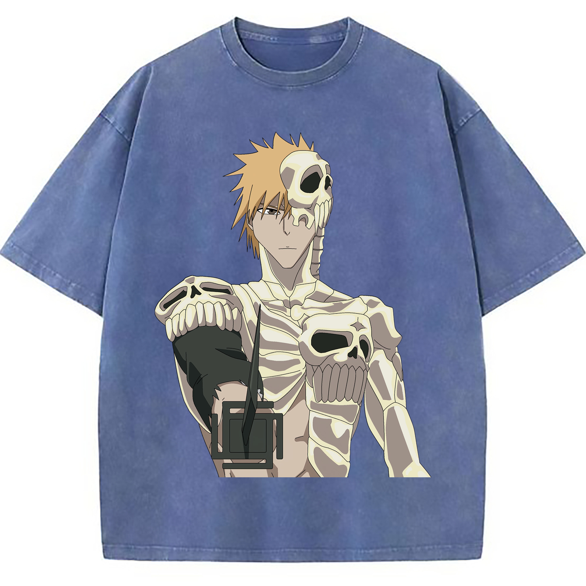 （画像用） ブリーチ 黒崎一護（くろさき いちご）BLEACH Kurosaki Ichigo 綿100% ヴィンテージ風 半袖Tシャツ（フロントプリント）