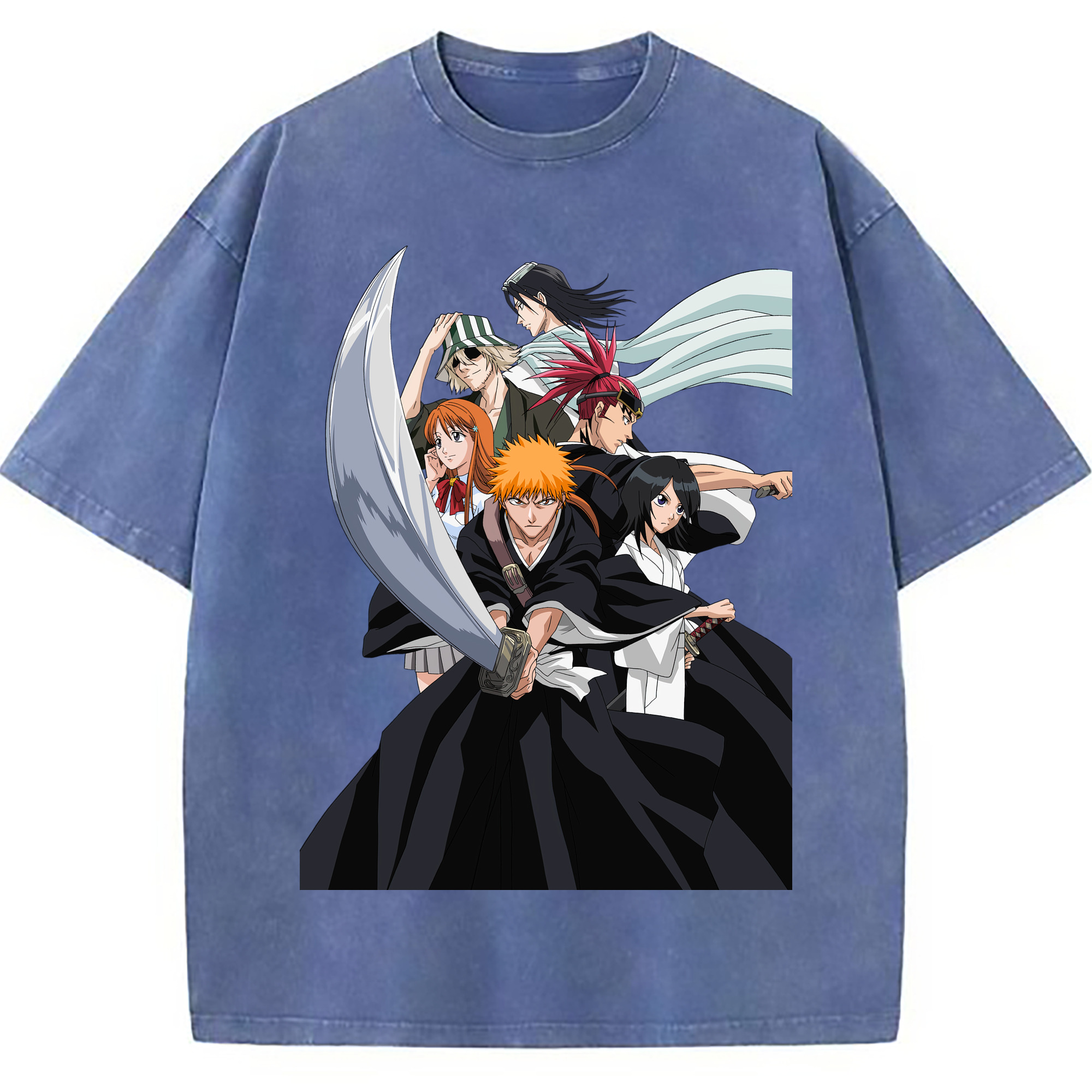 （画像用） ブリーチ 黒崎一護（くろさき いちご）BLEACH Kurosaki Ichigo 綿100% ヴィンテージ風 半袖Tシャツ（フロントプリント）