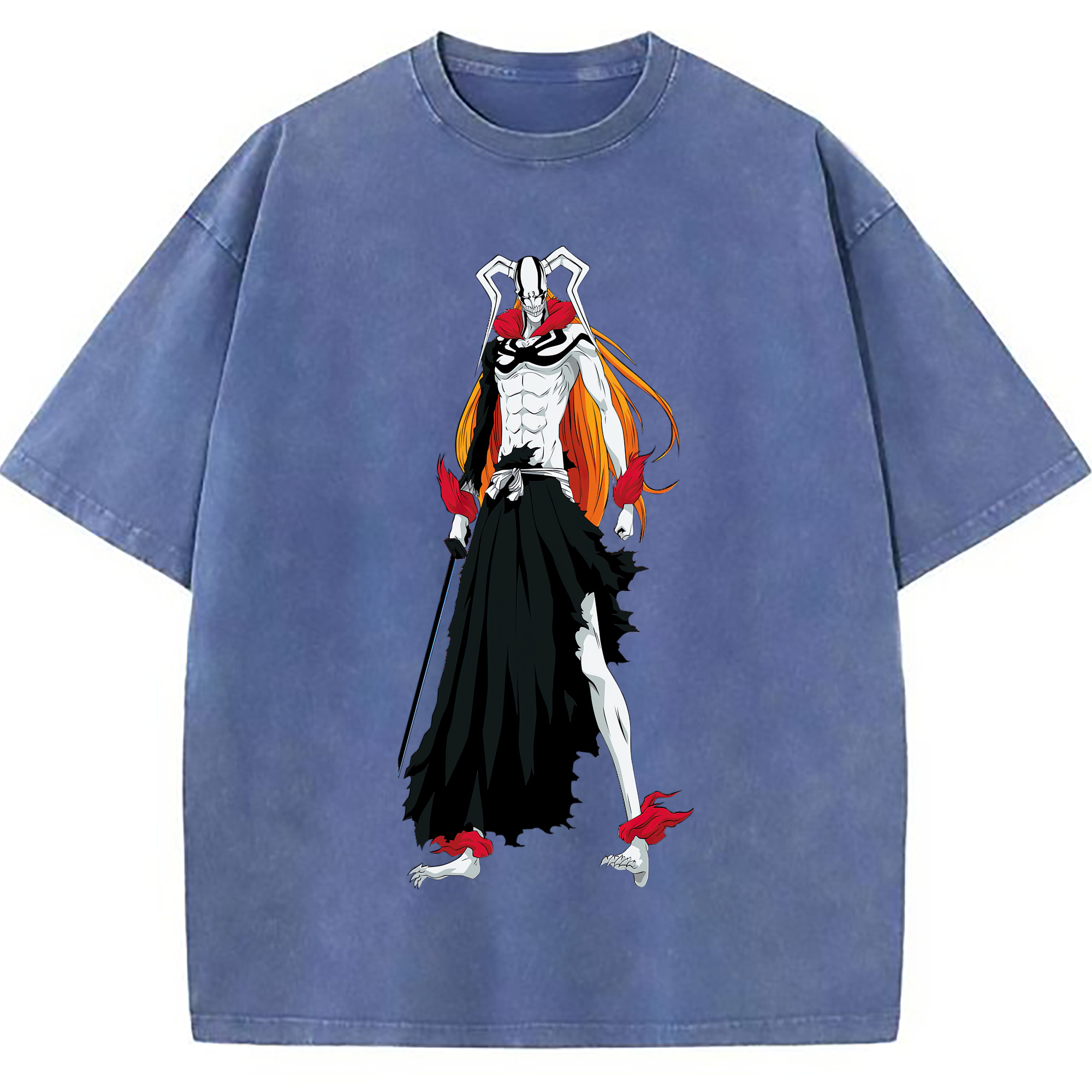 （画像用） ブリーチ 黒崎一護（くろさき いちご）BLEACH Kurosaki Ichigo 綿100% ヴィンテージ風 半袖Tシャツ（フロントプリント）
