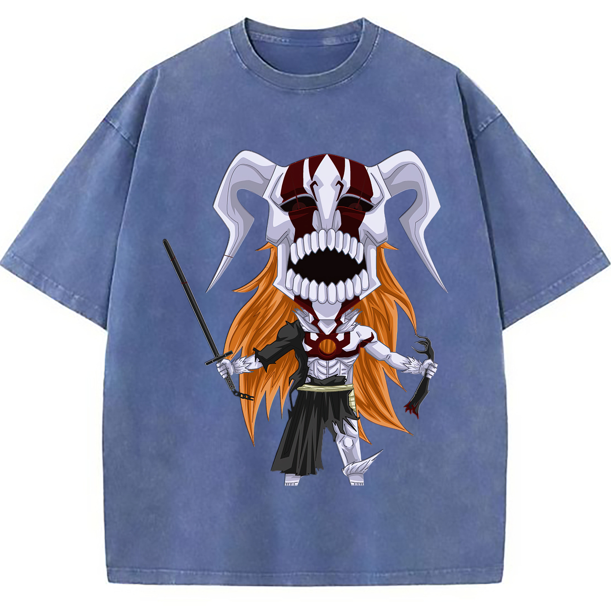 （画像用） ブリーチ 黒崎一護（くろさき いちご）BLEACH Kurosaki Ichigo 綿100% ヴィンテージ風 半袖Tシャツ（フロントプリント）
