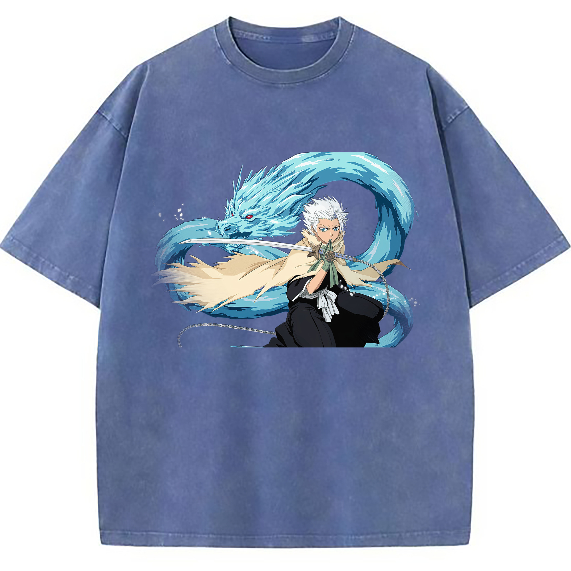 （画像用） ブリーチ 日番谷冬獅郎（ひつがや とうしろう） BLEACH Hitsugaya Toushirou 綿100% ヴィンテージ風 半袖Tシャツ（フロントプリント）