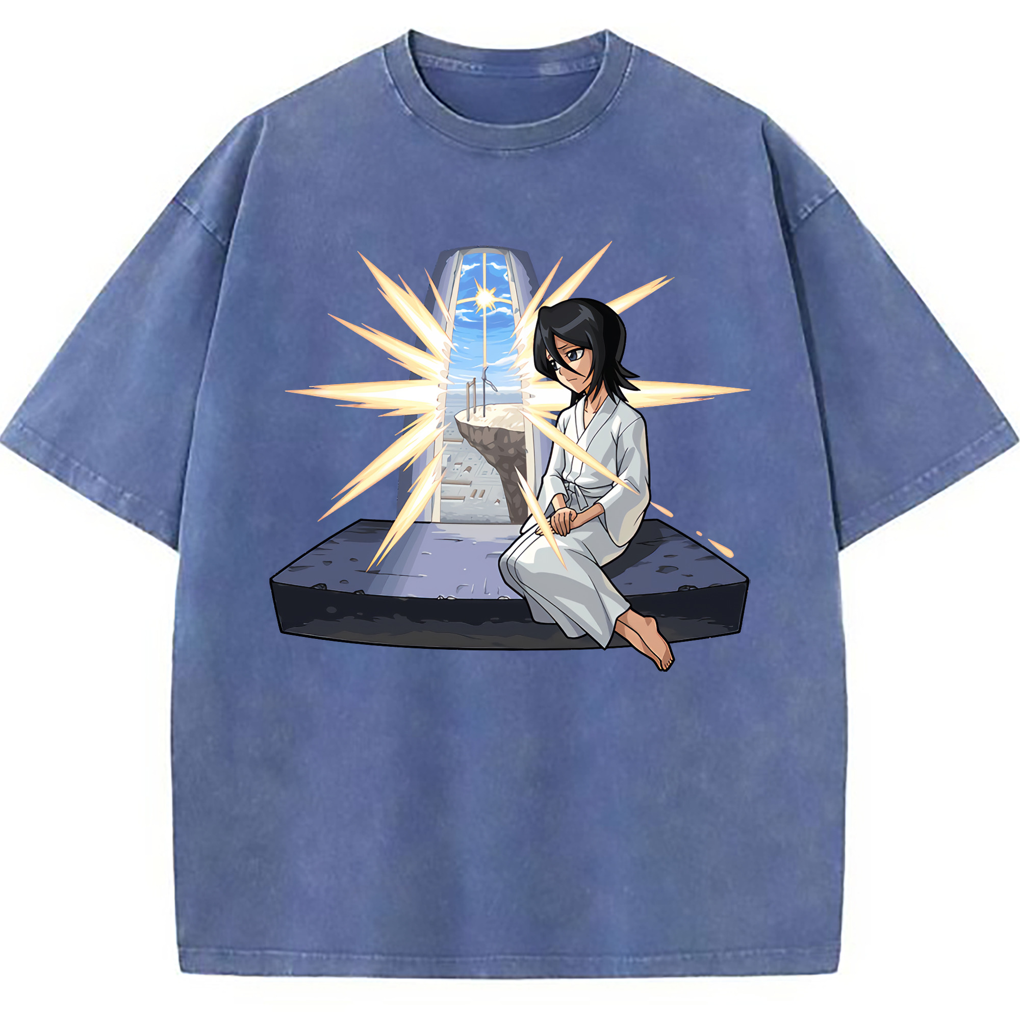 （画像用） ブリーチ 朽木ルキア BLEACH Kuchiki Rukia 綿100% ヴィンテージ風 半袖Tシャツ（フロントプリント）
