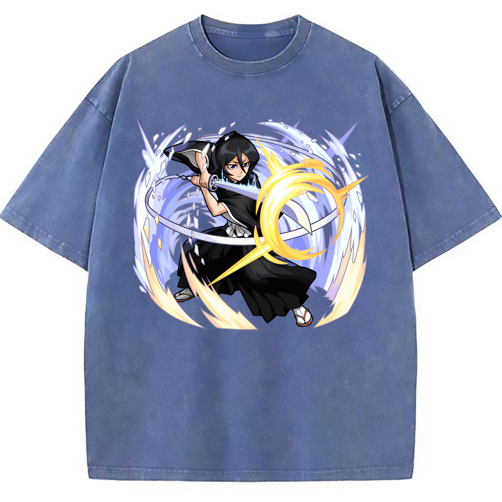 （画像用） ブリーチ 朽木ルキア BLEACH Kuchiki Rukia 綿100% ヴィンテージ風 半袖Tシャツ（フロントプリント）