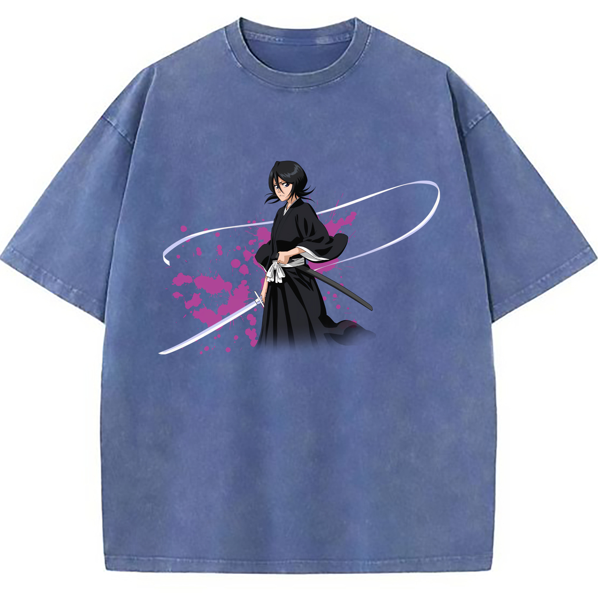 （画像用） ブリーチ 朽木ルキア BLEACH Kuchiki Rukia 綿100% ヴィンテージ風 半袖Tシャツ（フロントプリント）