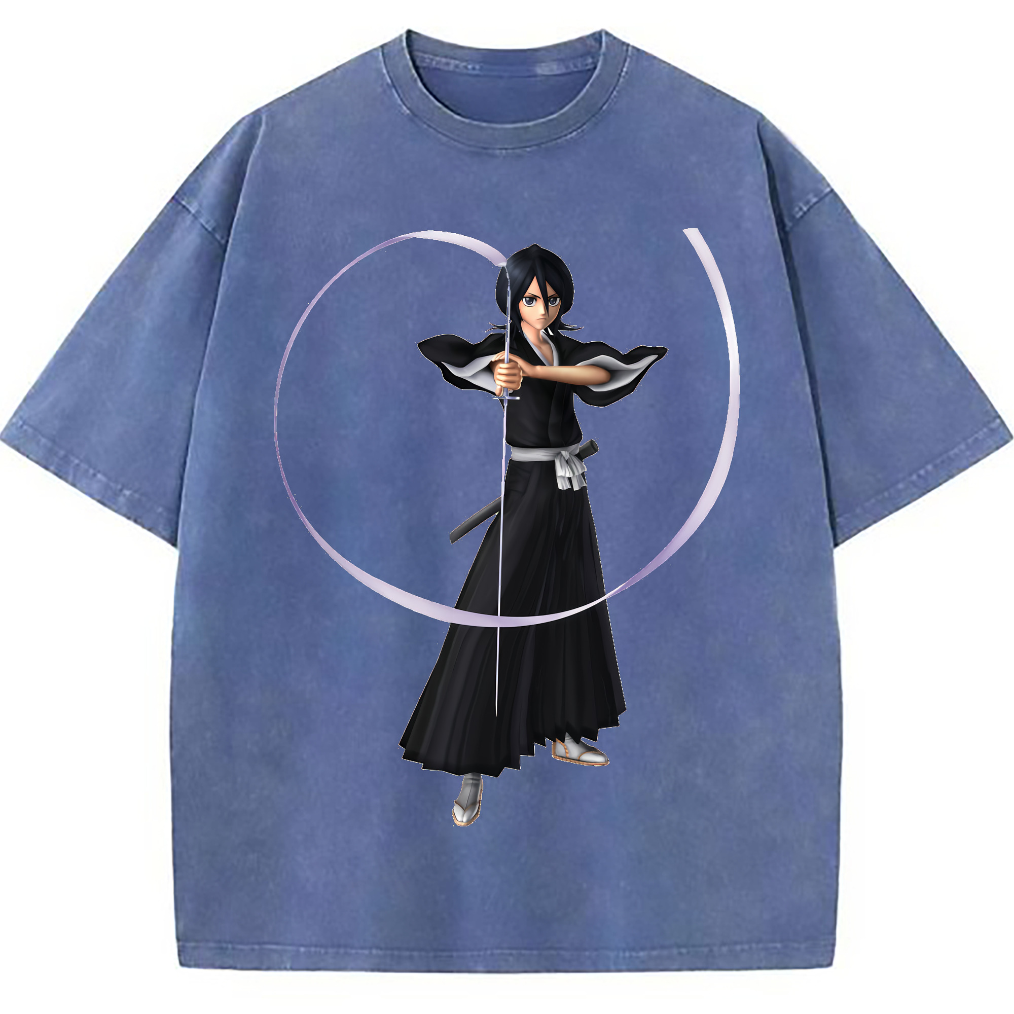 （画像用） ブリーチ 朽木ルキア BLEACH Kuchiki Rukia 綿100% ヴィンテージ風 半袖Tシャツ（フロントプリント）