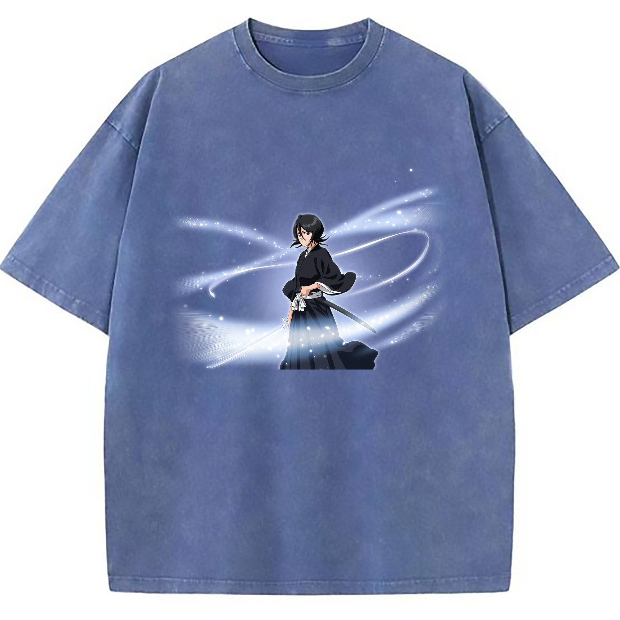 （画像用） ブリーチ 朽木ルキア BLEACH Kuchiki Rukia 綿100% ヴィンテージ風 半袖Tシャツ（フロントプリント）