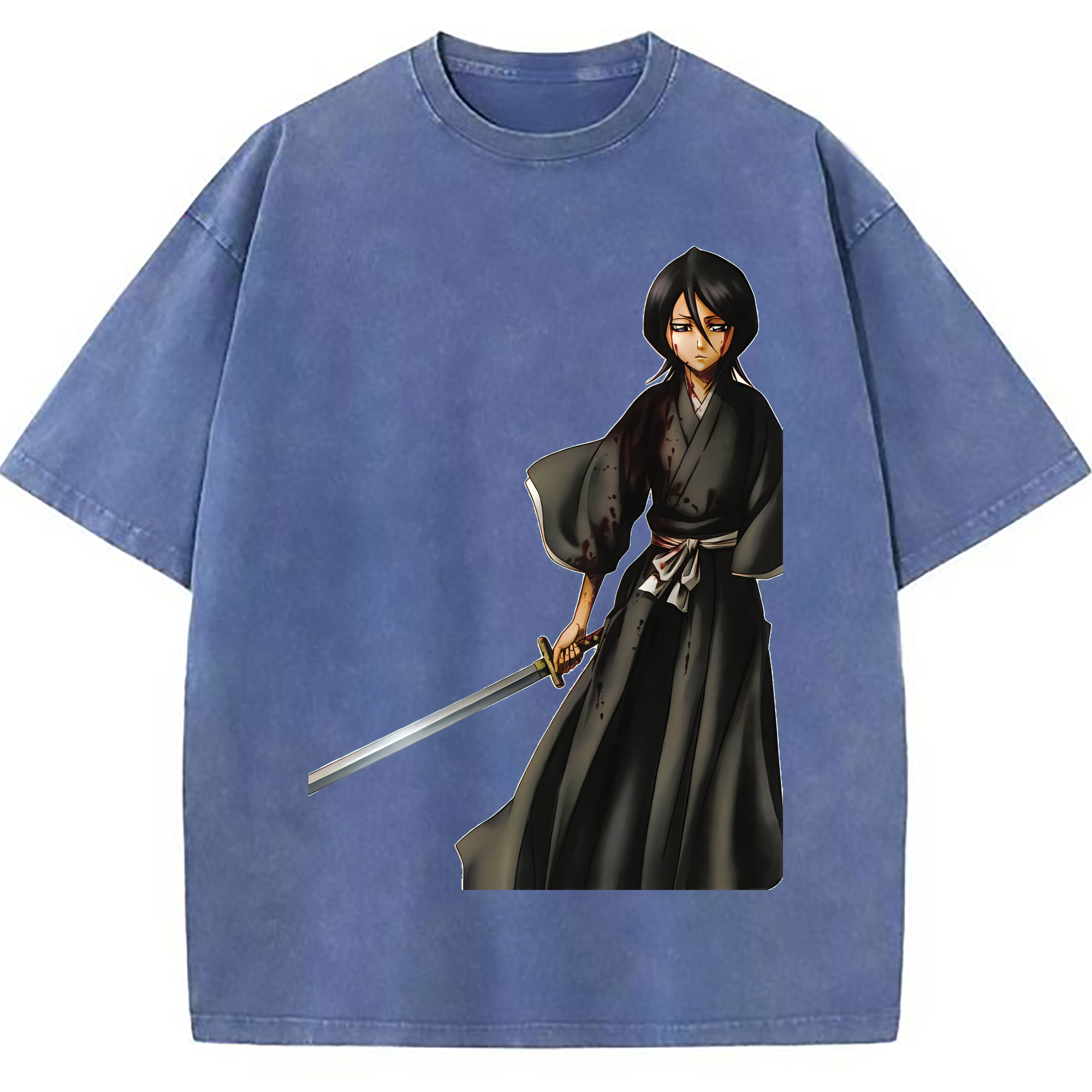 （画像用） ブリーチ 朽木ルキア BLEACH Kuchiki Rukia 綿100% ヴィンテージ風 半袖Tシャツ（フロントプリント）