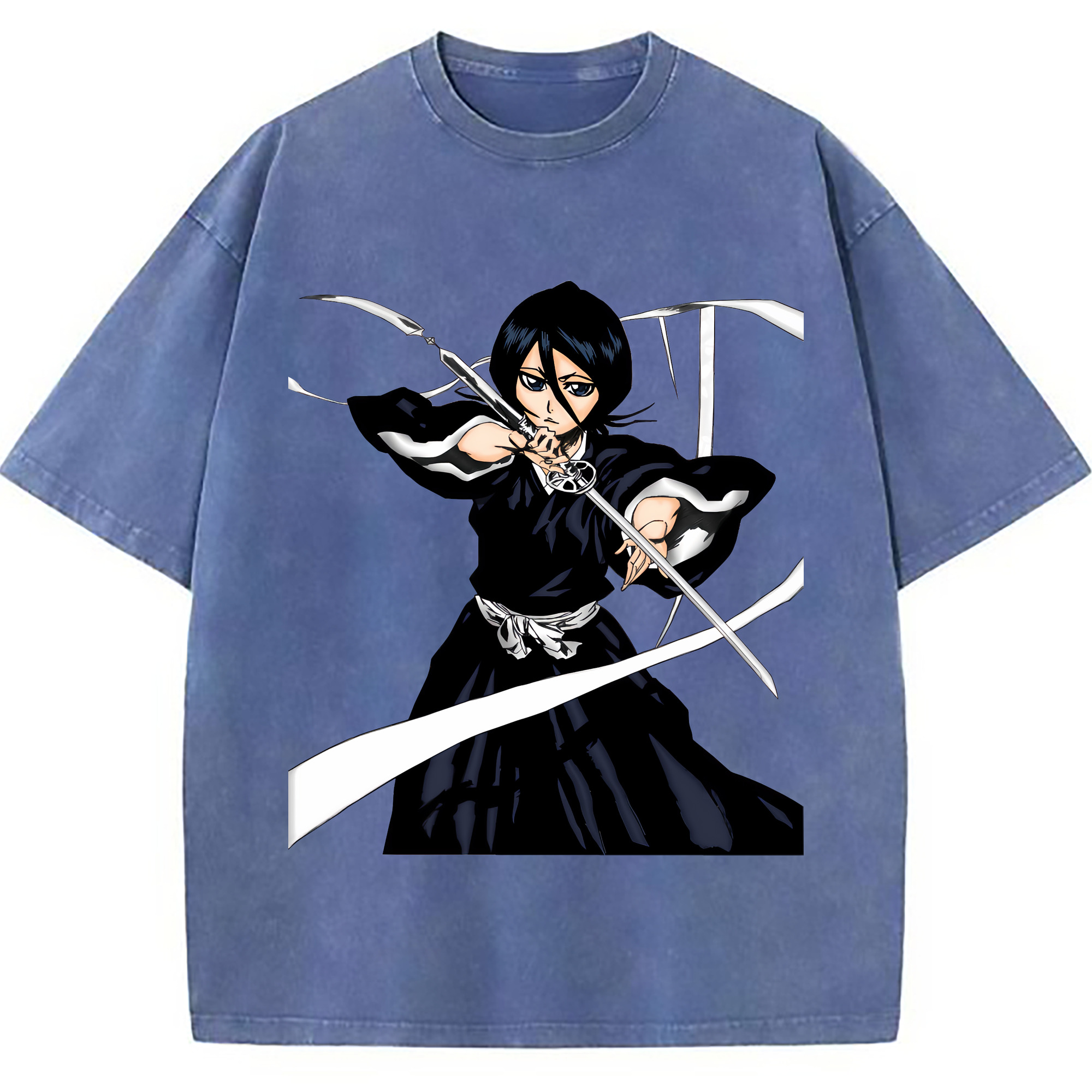 （画像用） ブリーチ 朽木ルキア BLEACH Kuchiki Rukia 綿100% ヴィンテージ風 半袖Tシャツ（フロントプリント）
